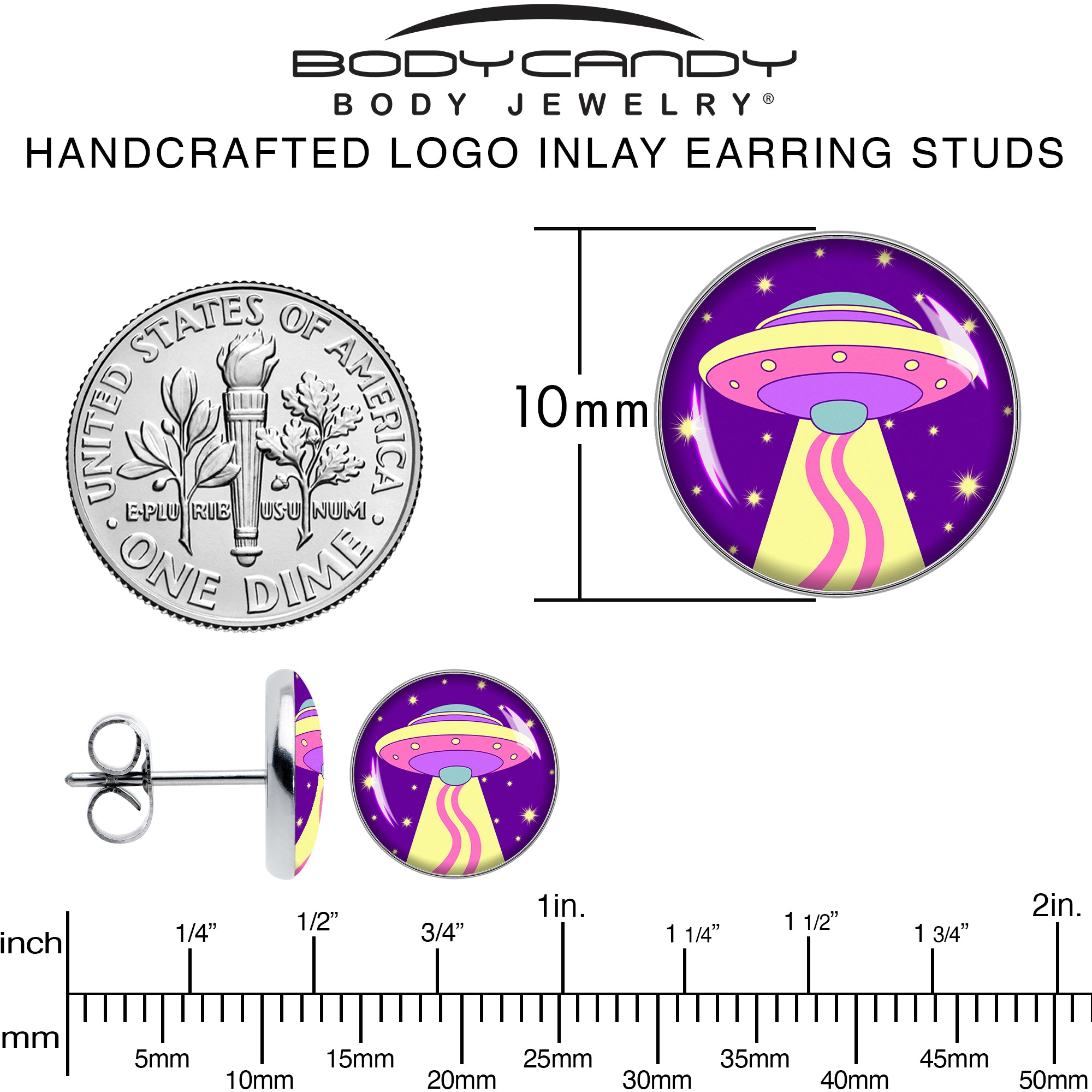 Style Space Invasion UFO Stainless Steel Stud Earrings perfect for sensitive ears