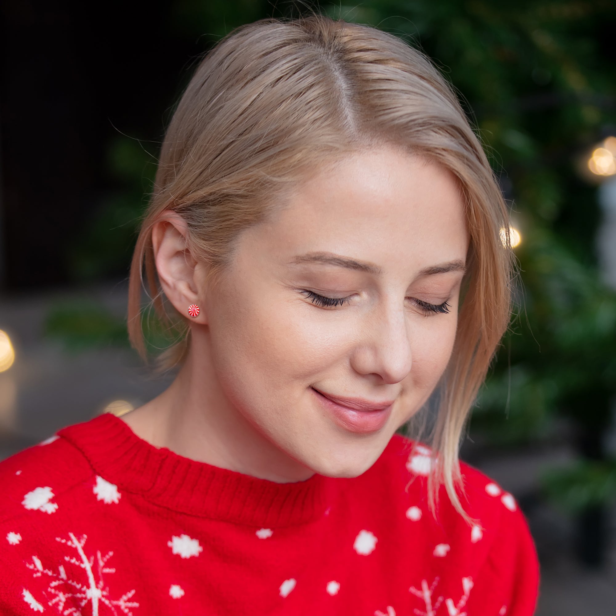 Holiday Peppermint Candy Stainless Steel Stud Earrings handmade design