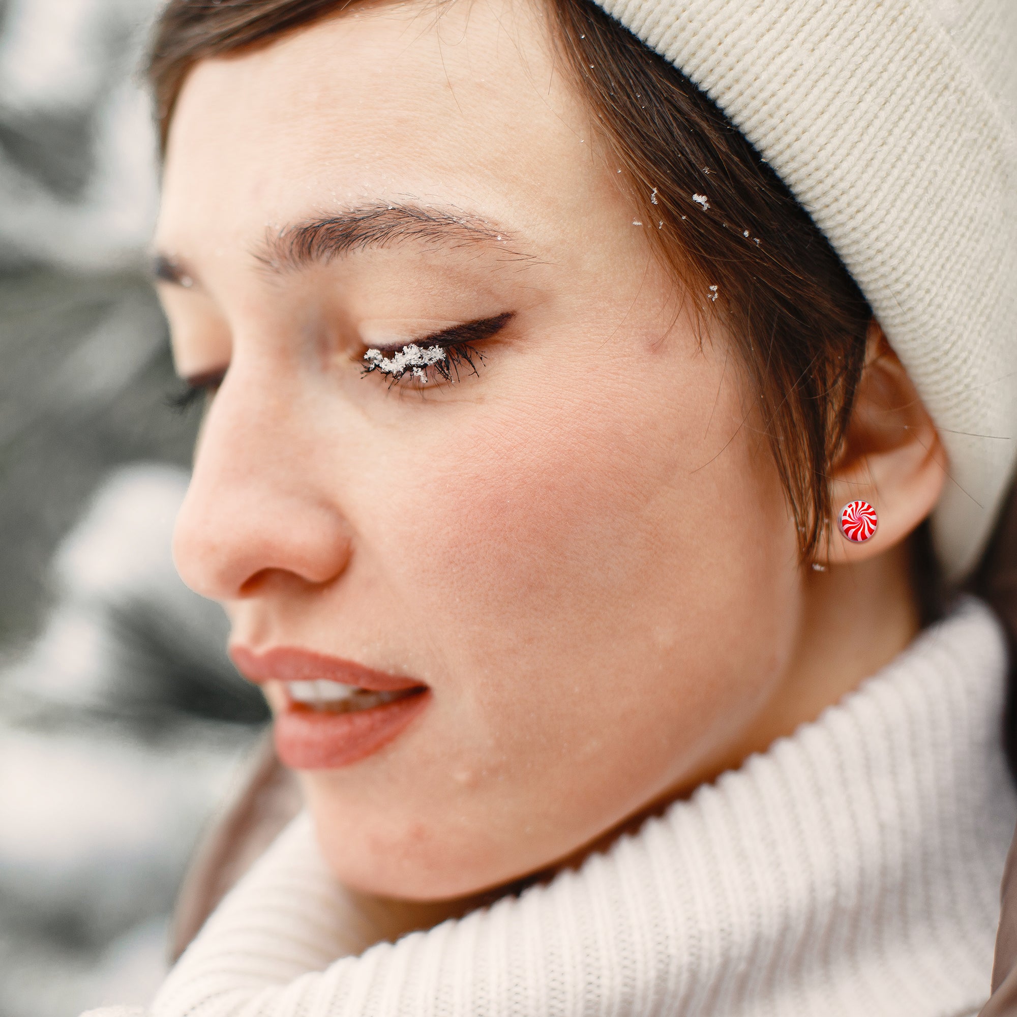 Holiday Peppermint Candy Stud Earrings