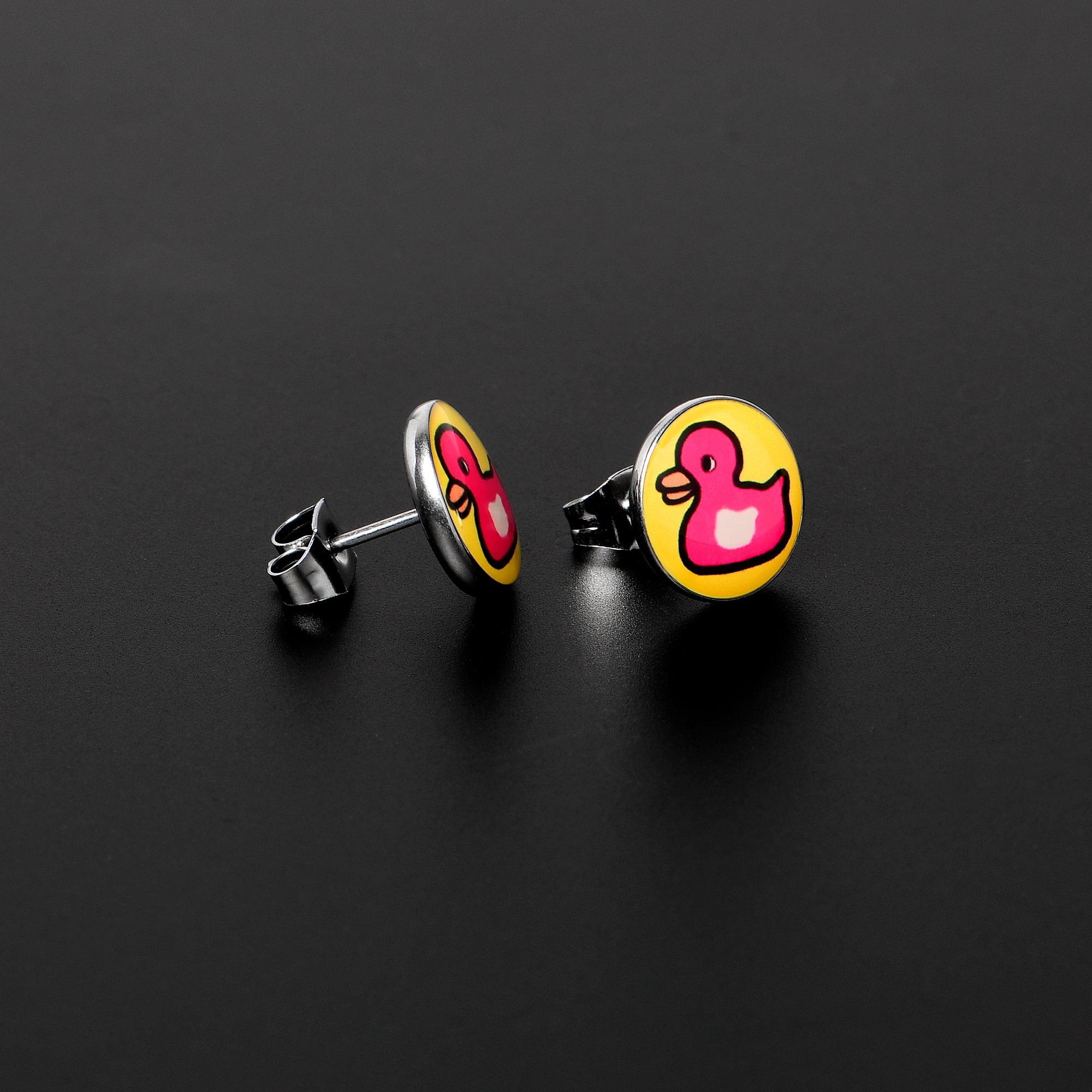 Pink Ducky Stainless Steel Stud Earrings stylish jewelry