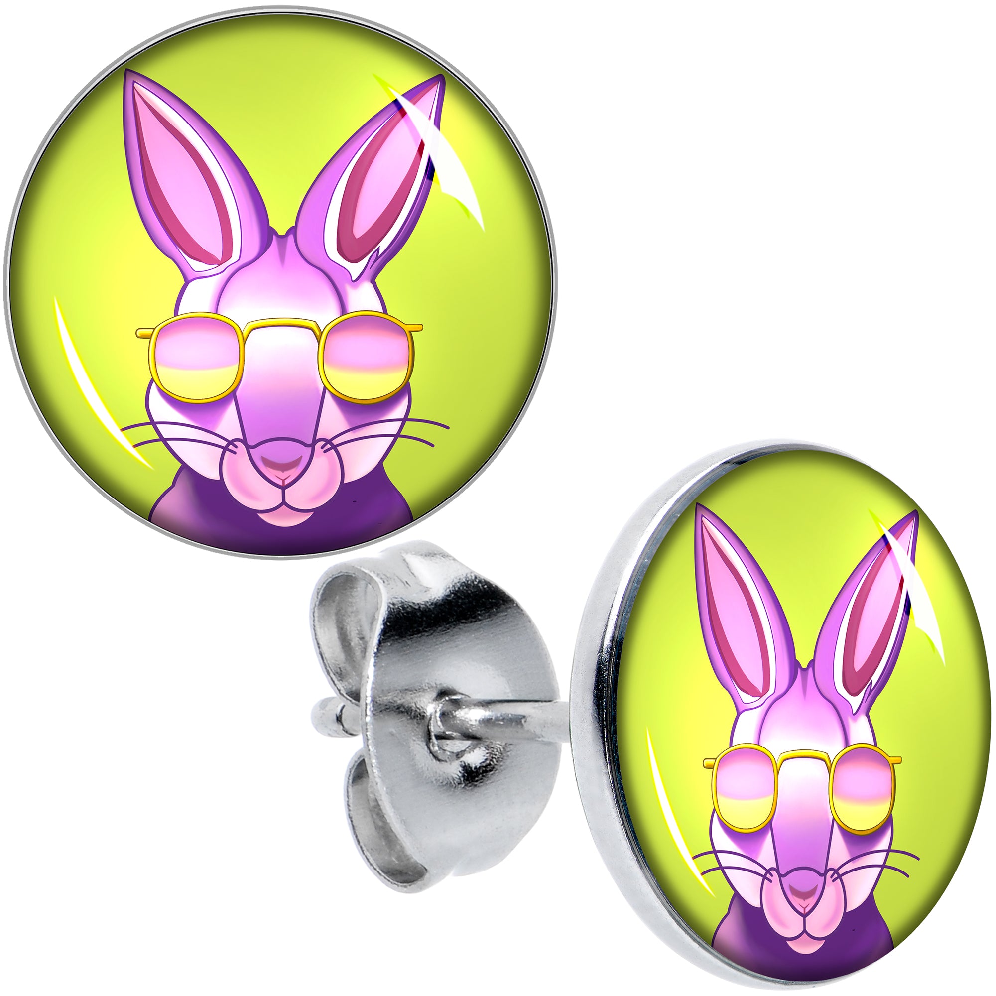 Cool Shades Bunny Hypoallergenic Stainless Steel Stud Earrings
