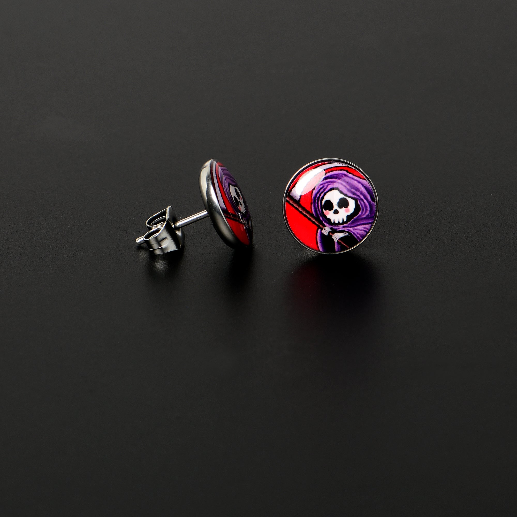 Grim Reaper Stainless Steel Stud Earrings stylish jewelry