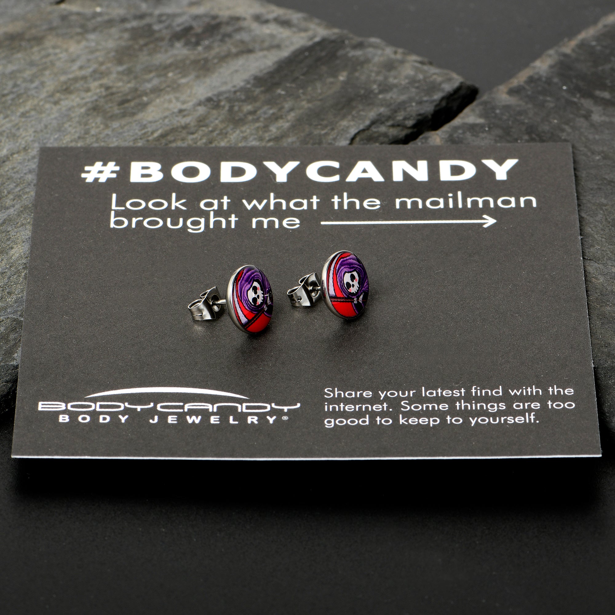 Grim Reaper Stainless Steel Stud Earrings custom design option