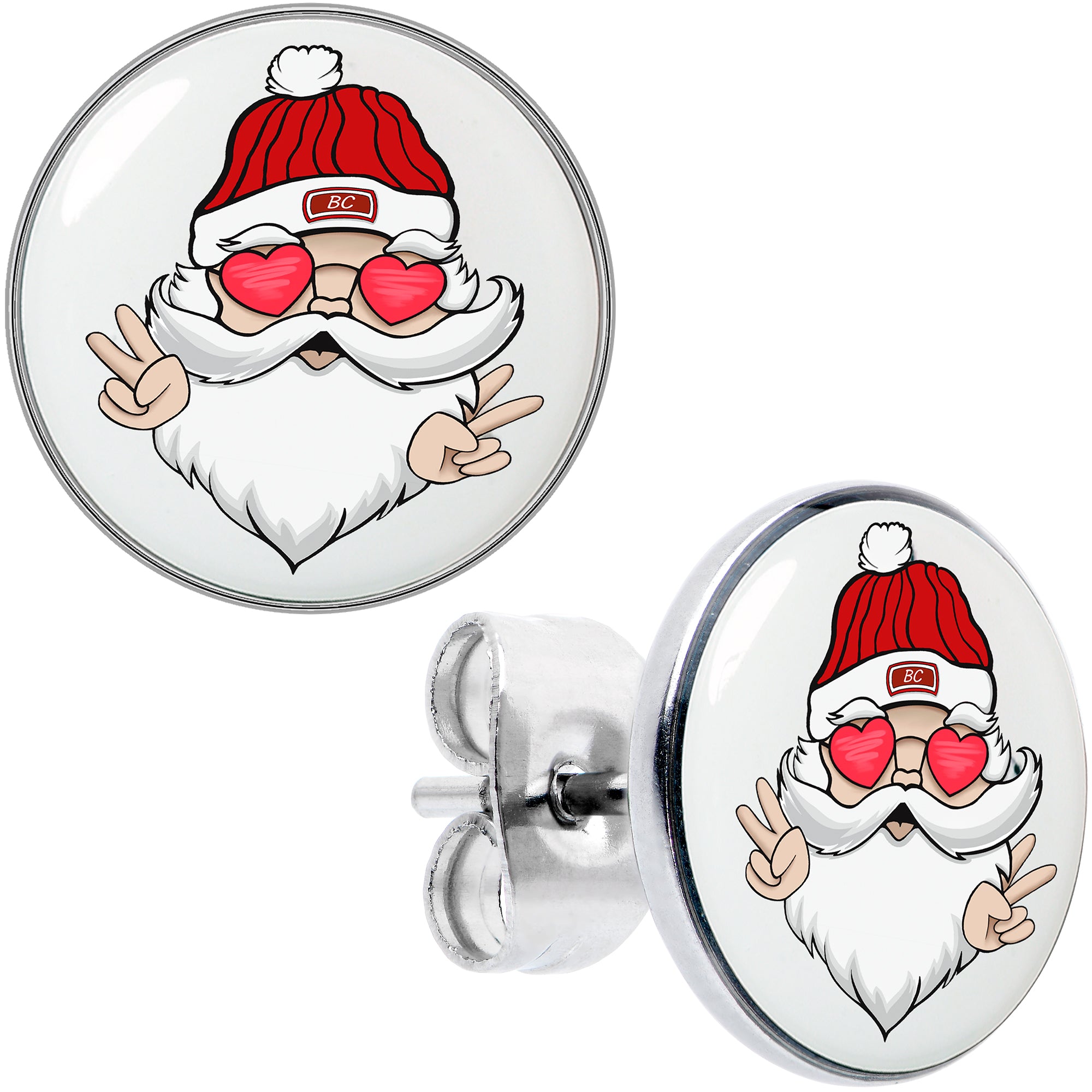 Christmas Peace Love Santa Hypoallergenic Stainless Steel Stud Earrings