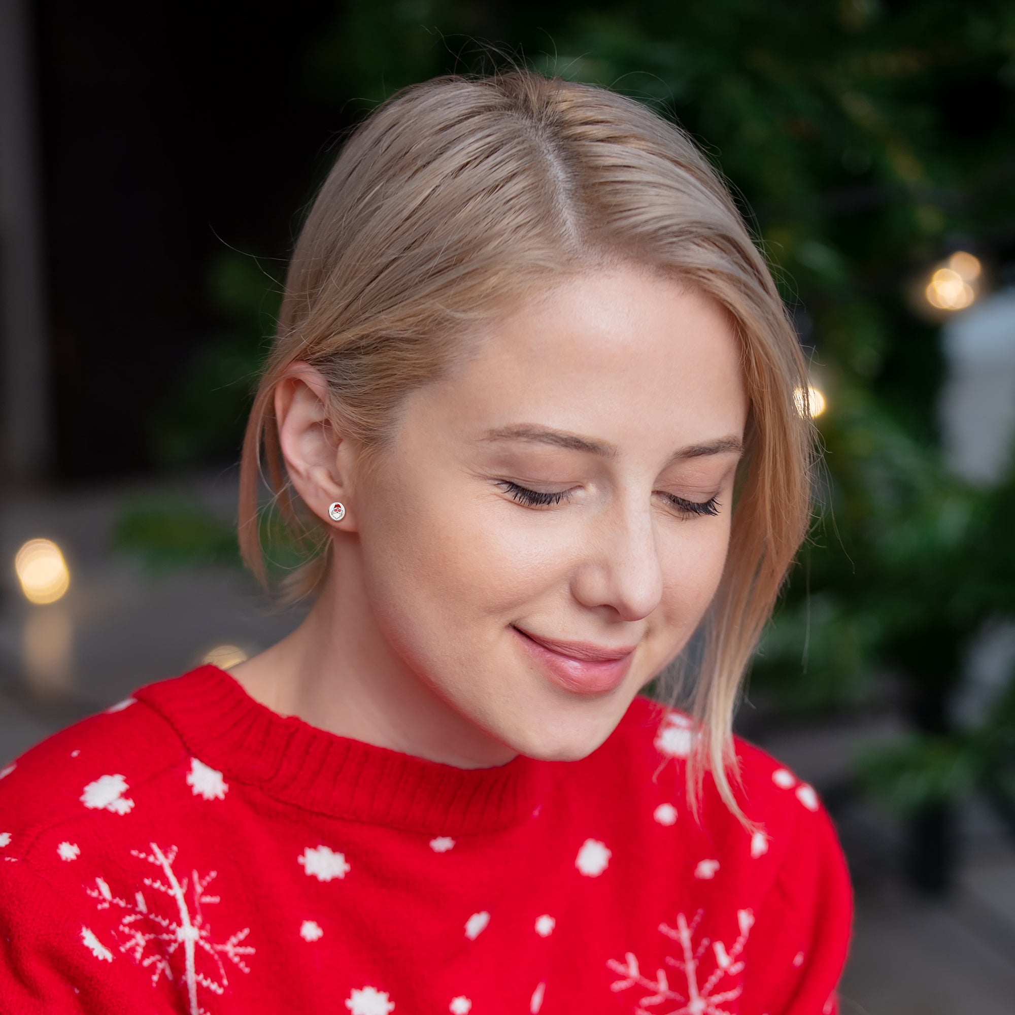 Christmas Peace Love Santa Stainless Steel Stud Earrings handmade design