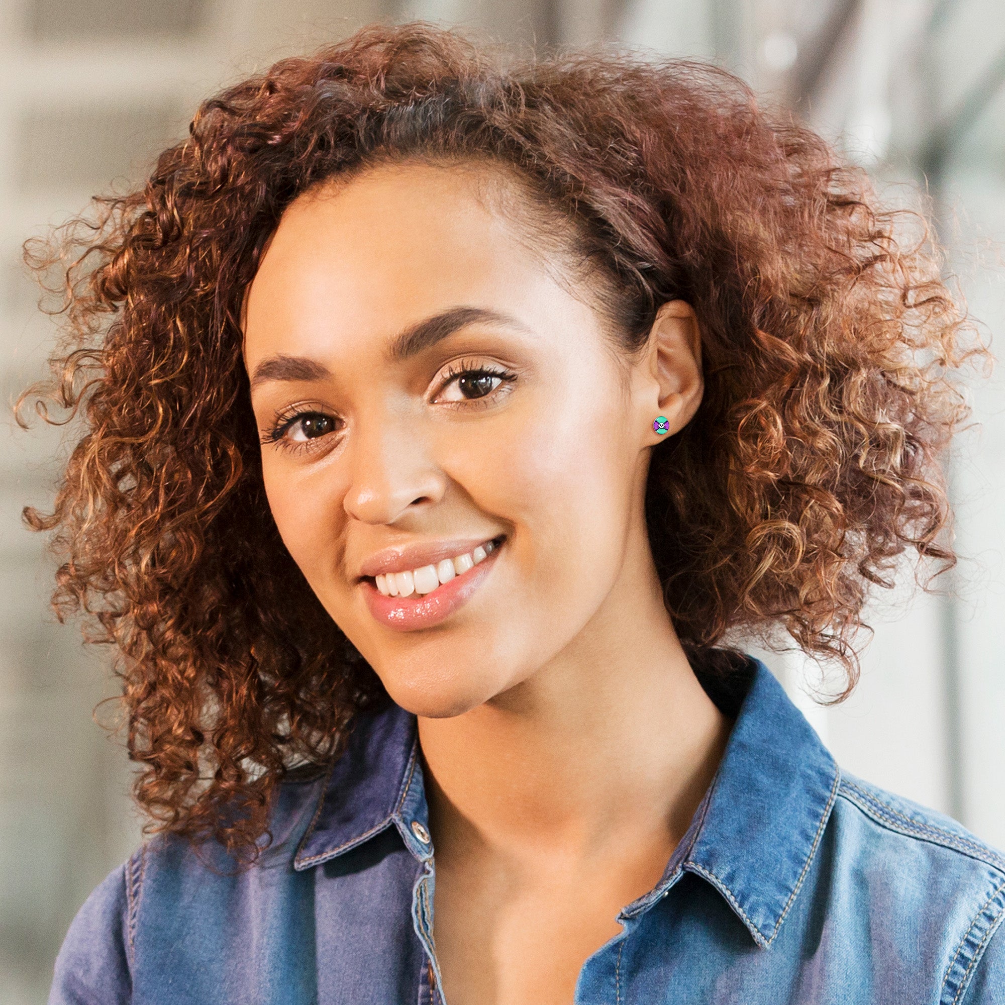 Retro Pixel Skull Stainless Steel Stud Earrings handmade design