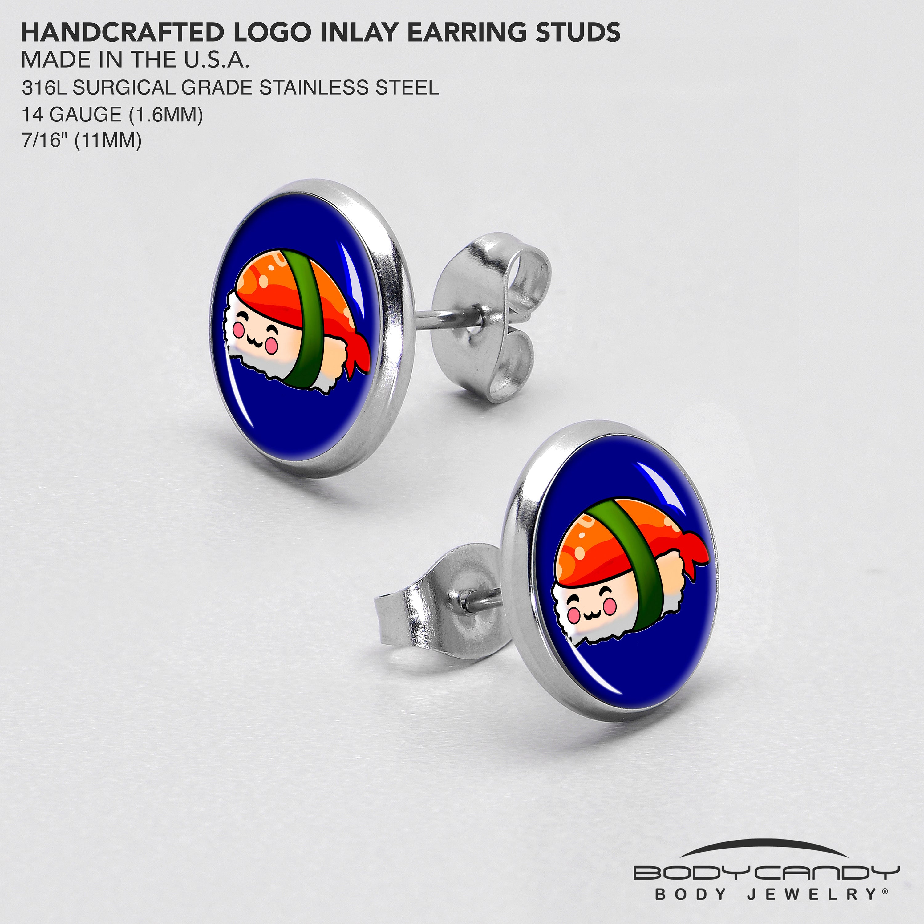 Sushi Stainless Steel Stud Earrings custom design option