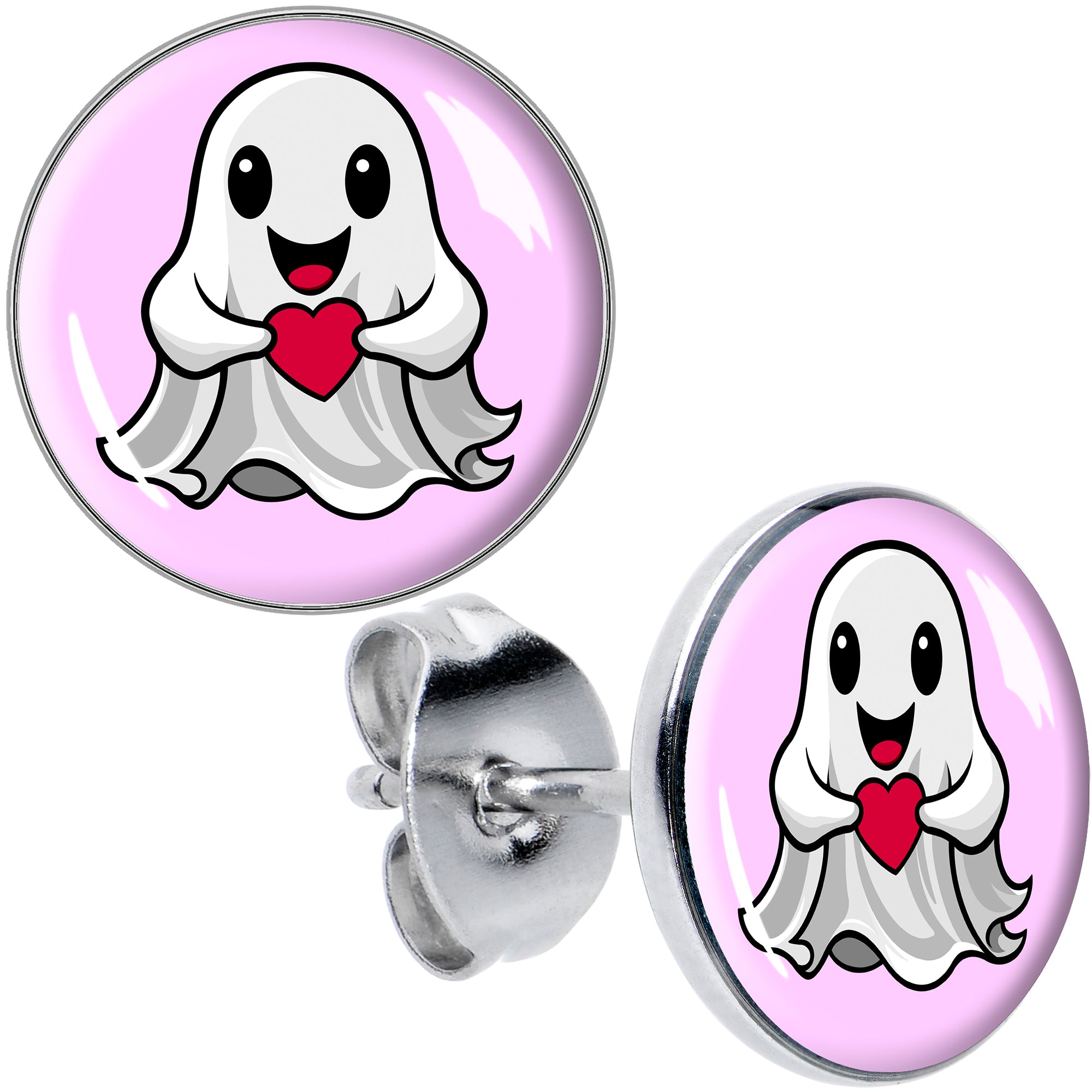 Valentine Sweet Ghost Hypoallergenic Stainless Steel Stud Earrings
