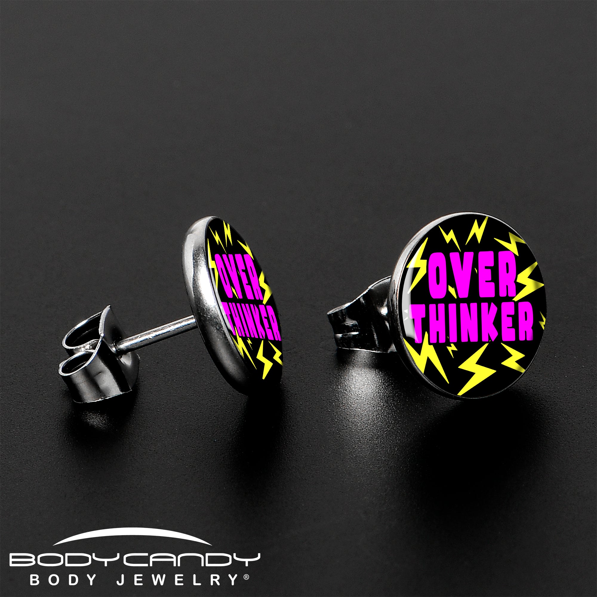 Over Thinker Impact Stainless Steel Stud Earrings stylish jewelry