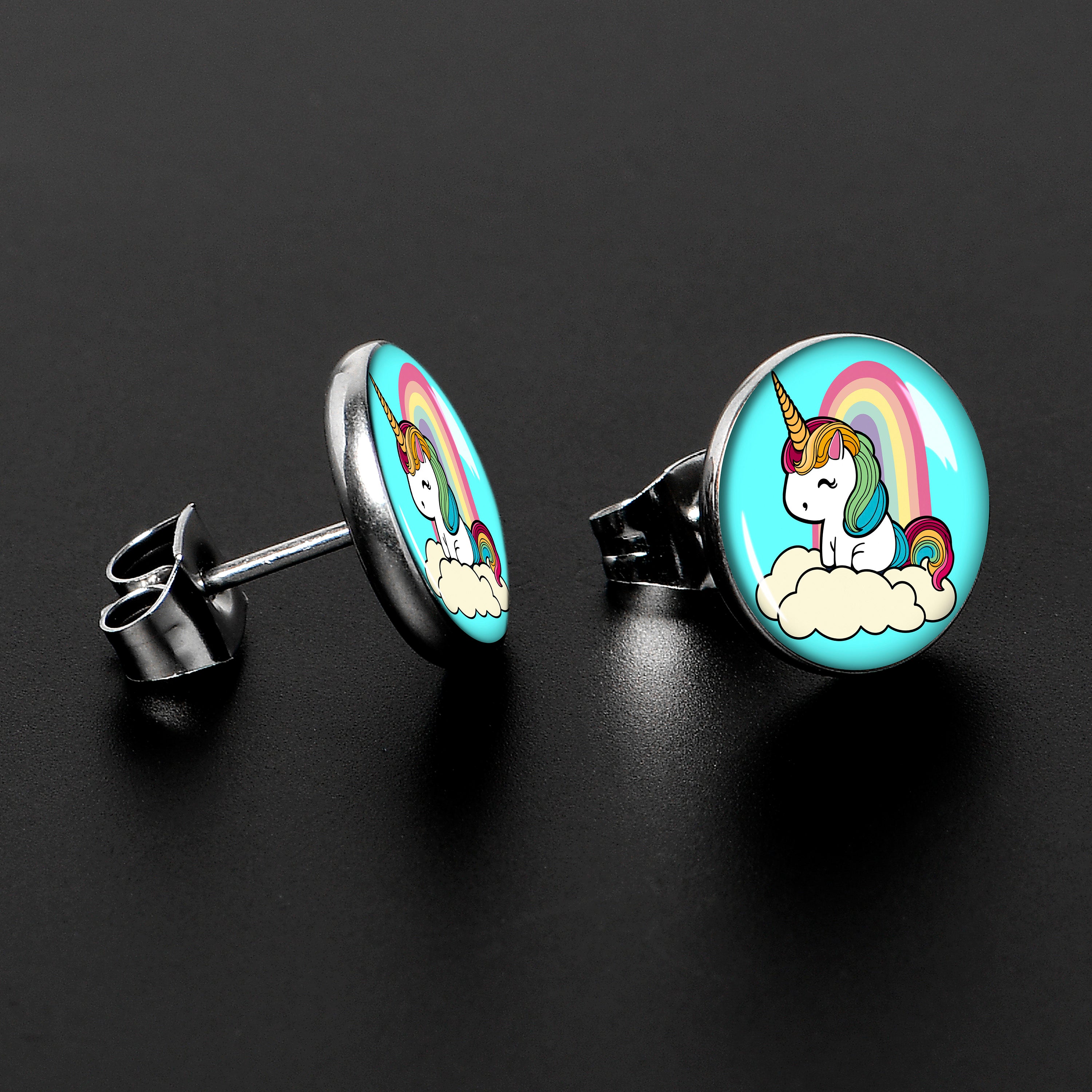 Rainbow Unicorn Stainless Steel Stud Earrings stylish jewelry