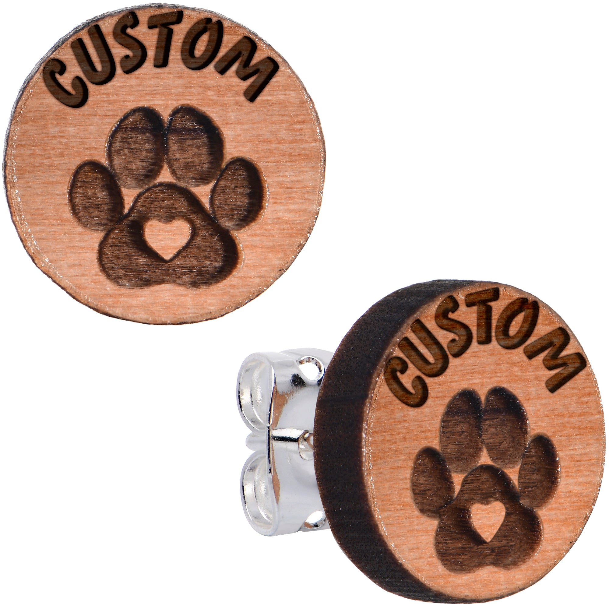 Custom Animal Jewelry Earrings Paw Print Personalized Hypoallergenic Stainless Steel Stud Earrings
