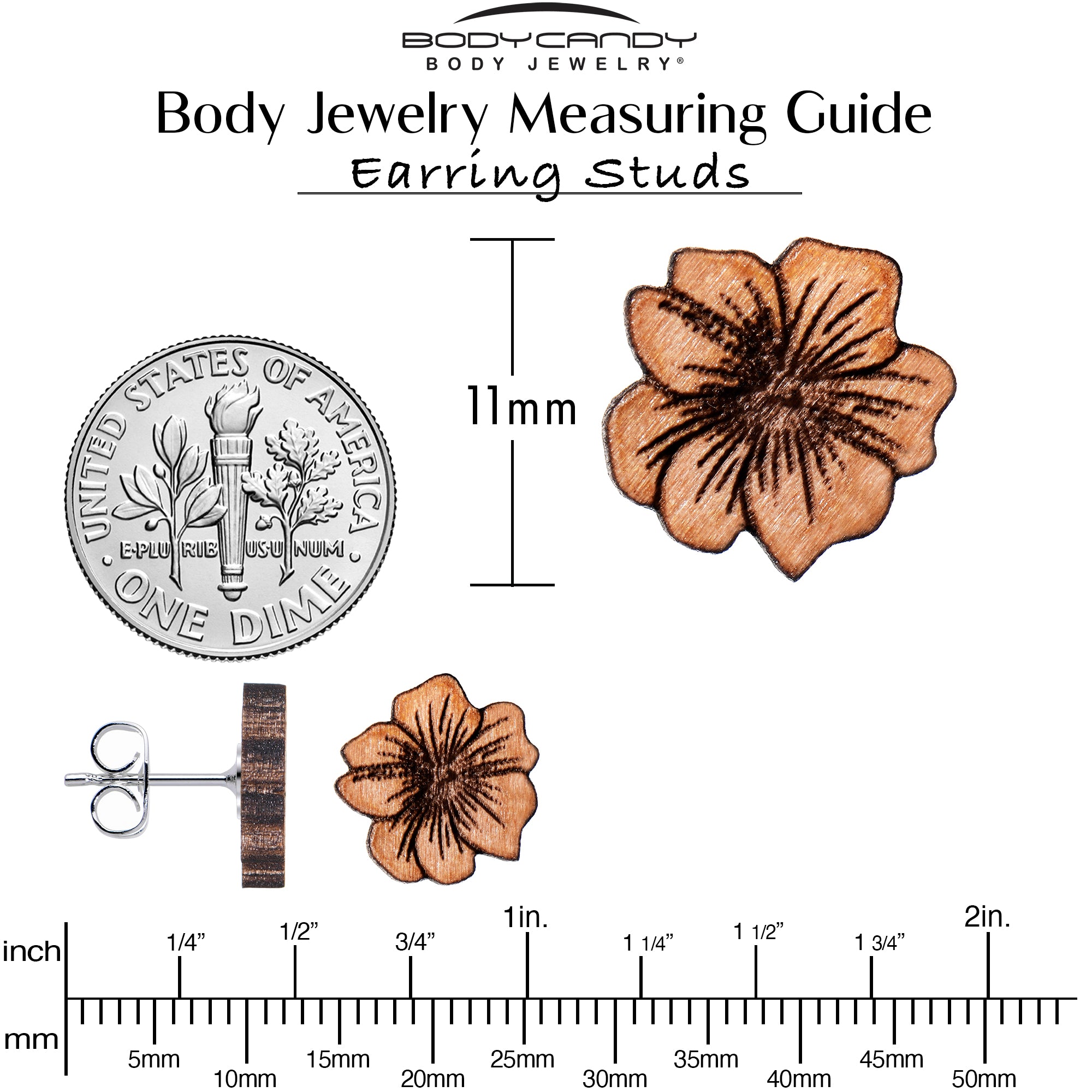 Natural Maple Wood Spring Flowers Stainless Steel Stud Earrings stainless steel hypoallergenic