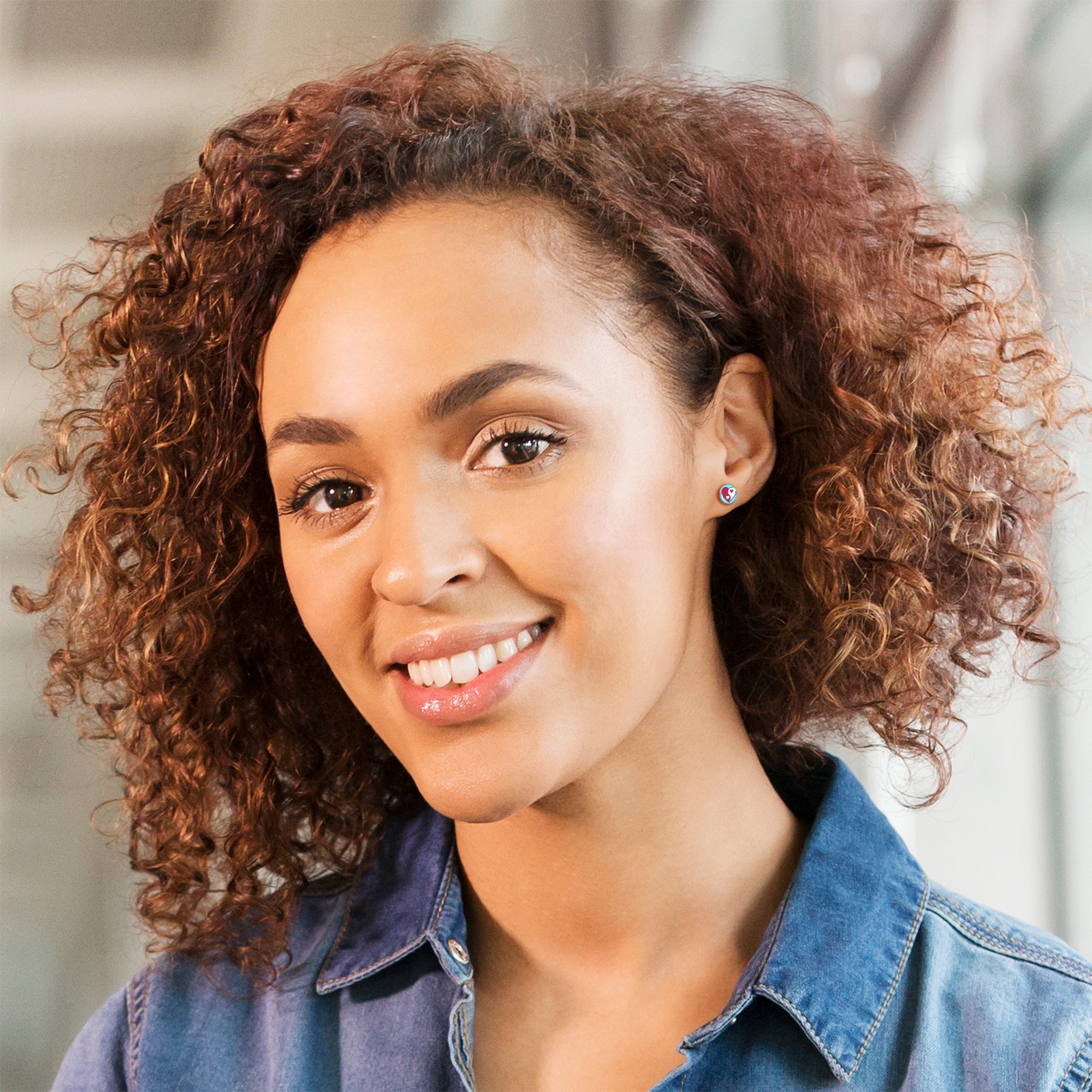 Love Yin Yang Heart Stainless Steel Stud Earrings handmade design