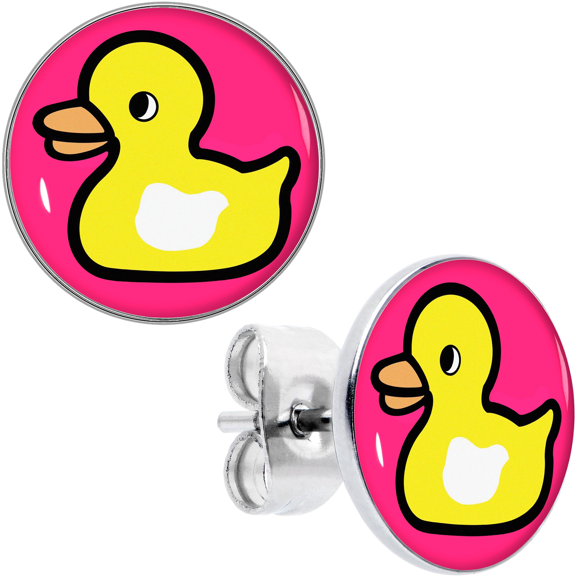 Yellow Ducky Hypoallergenic Stainless Steel Stud Earrings