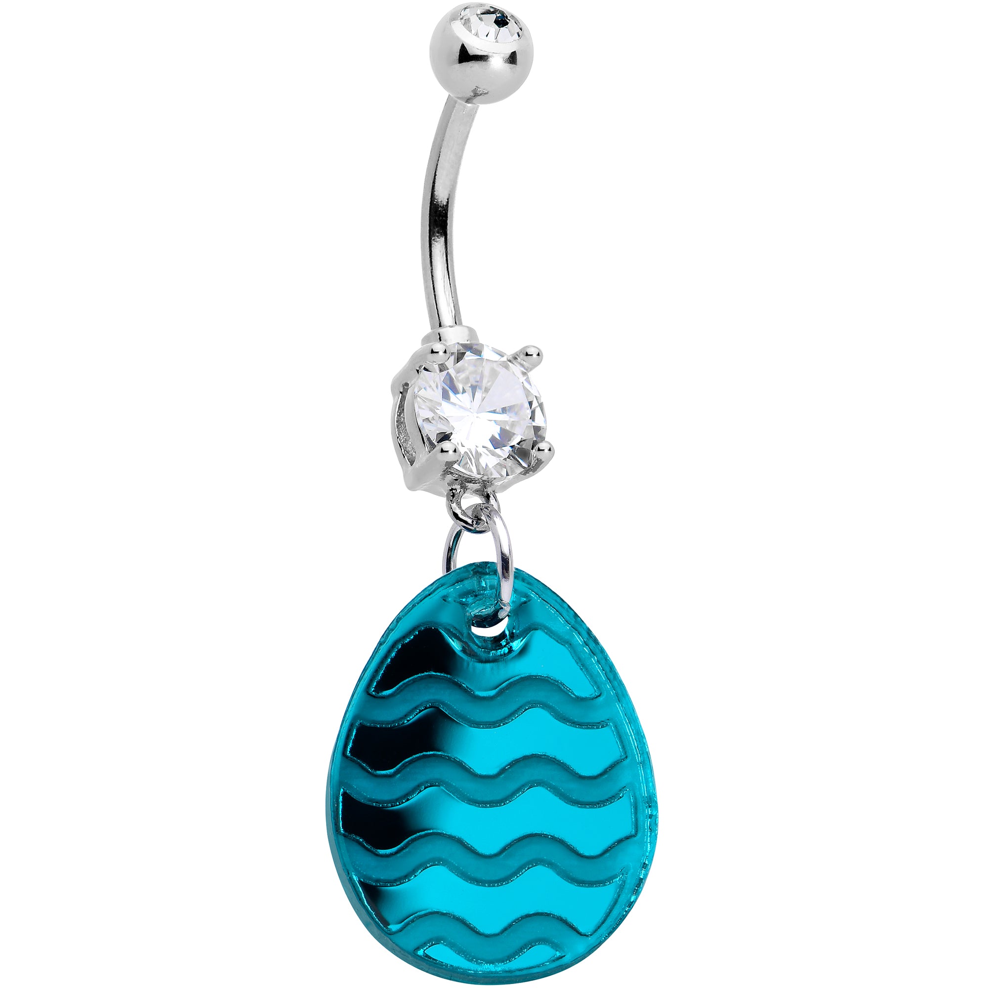 Clear Gem Festive Easter Decorated Egg Dangle Hypoallergenic Stainless Steel Belly Ring
