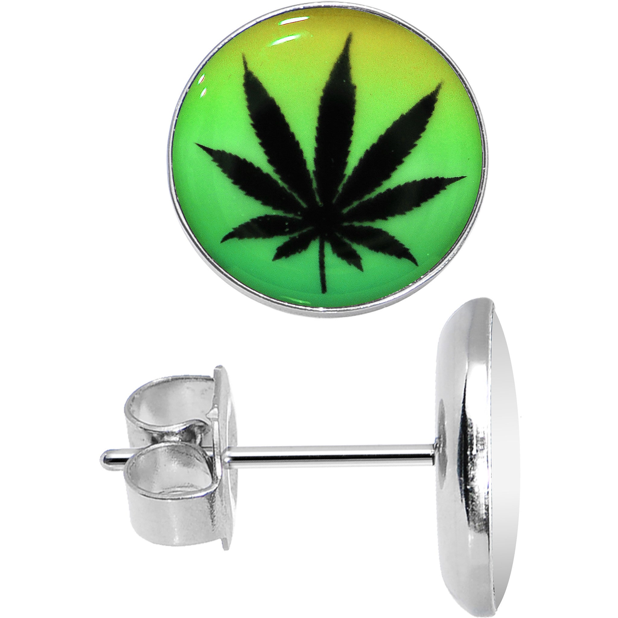 Stainless Steel Post Rasta Ganja Leaf Glow in the Dark Stainless Steel Stud Earrings stylish jewelry