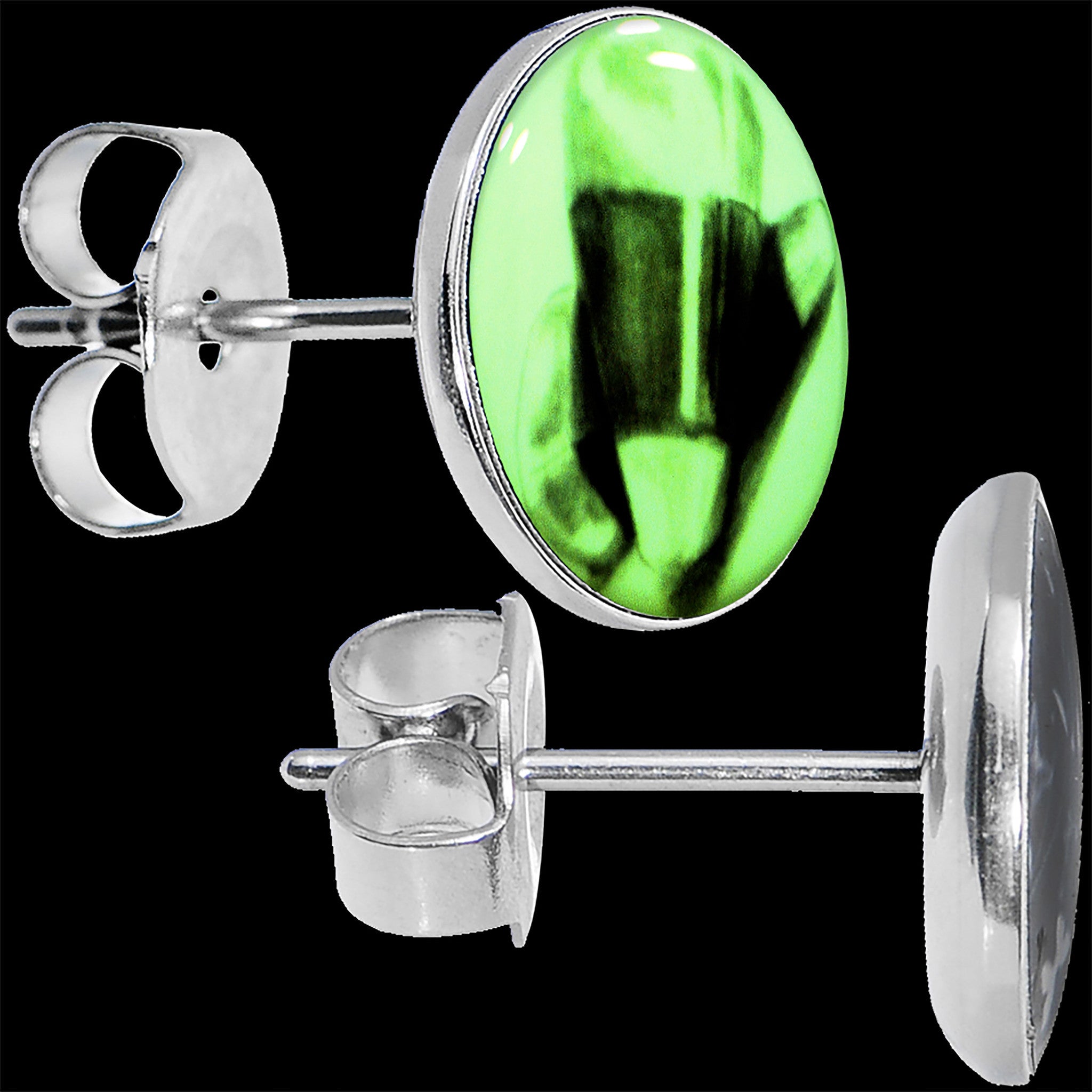 Classic Candy Corn Glow in the Dark Stainless Steel Stud Earrings lightweight body jewelry