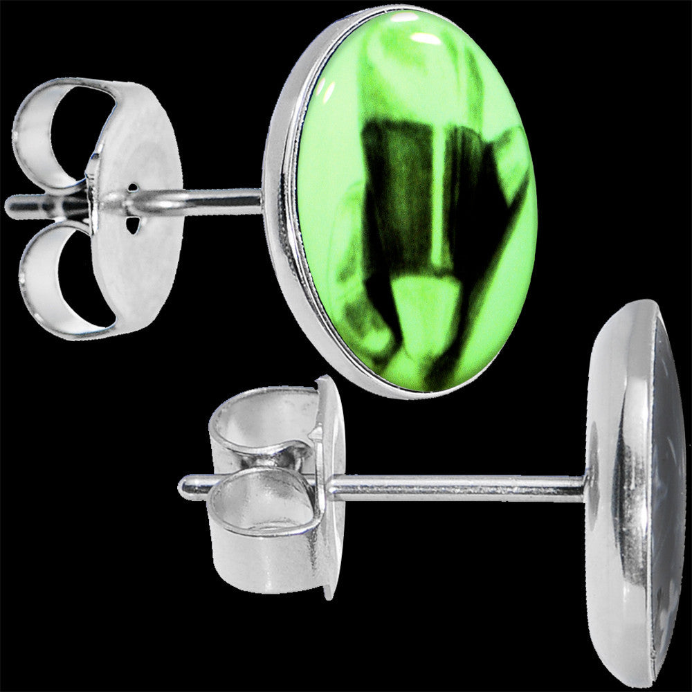 Classic Candy Corn Glow in the Dark Hypoallergenic Stainless Steel Stud Earrings