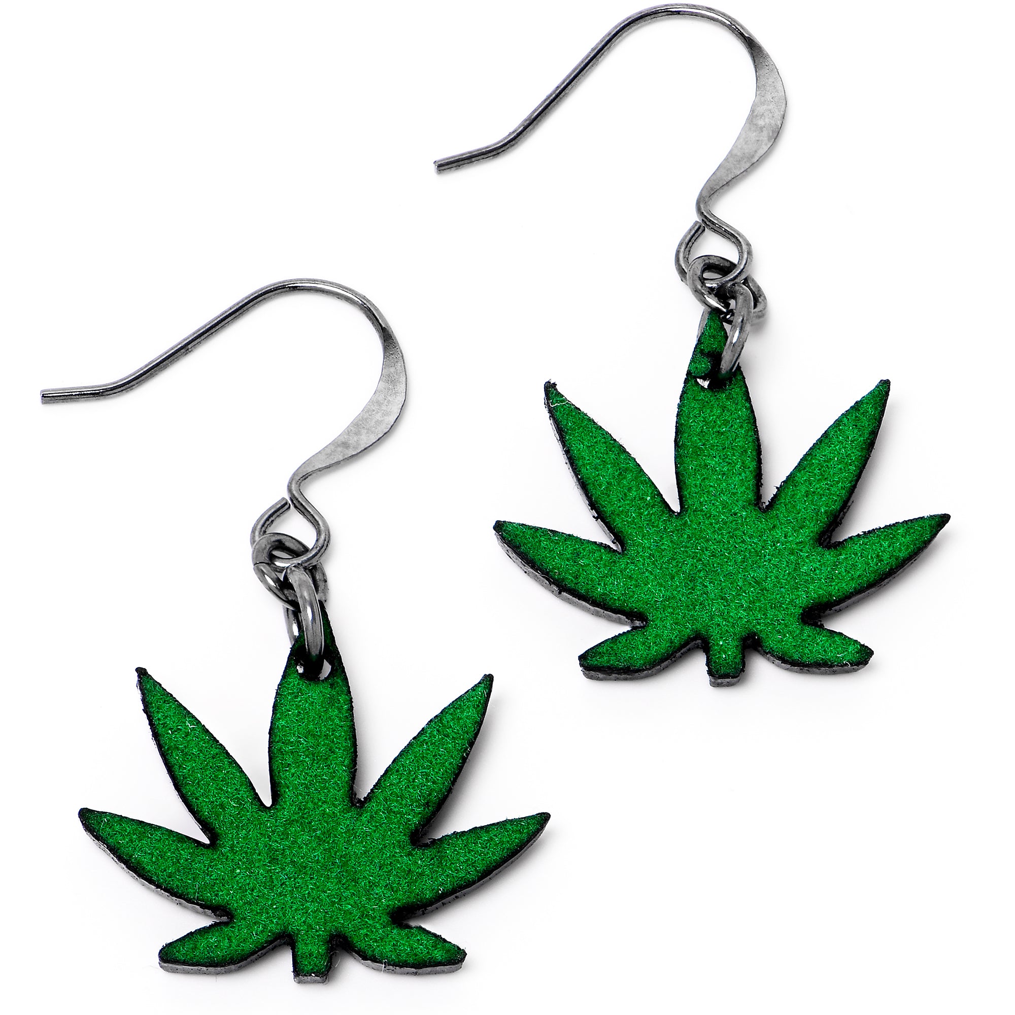 Green Marijuana Pot Leaf Dangle Earrings stylish jewelry