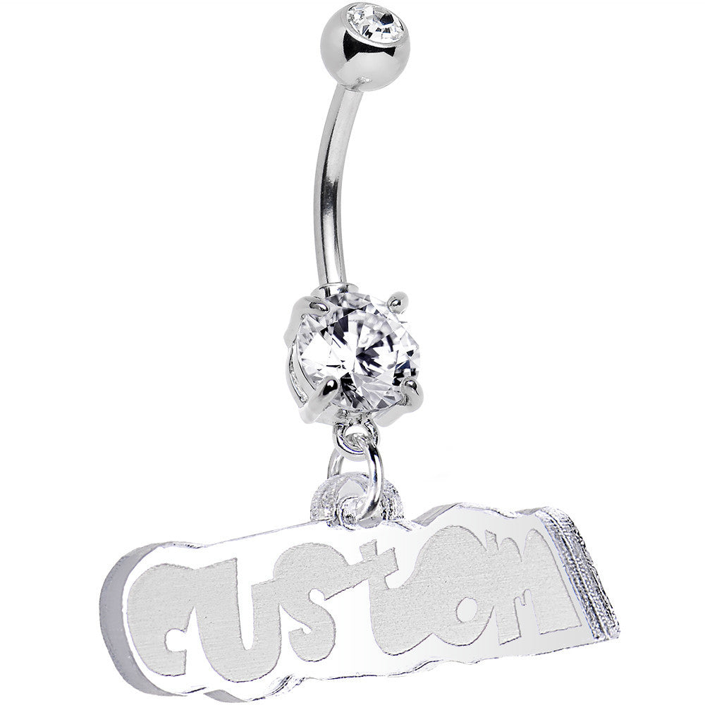 Custom Clear Gem Acrylic Lucite Name Dangle Stainless Steel Belly Ring stainless steel navel piercing