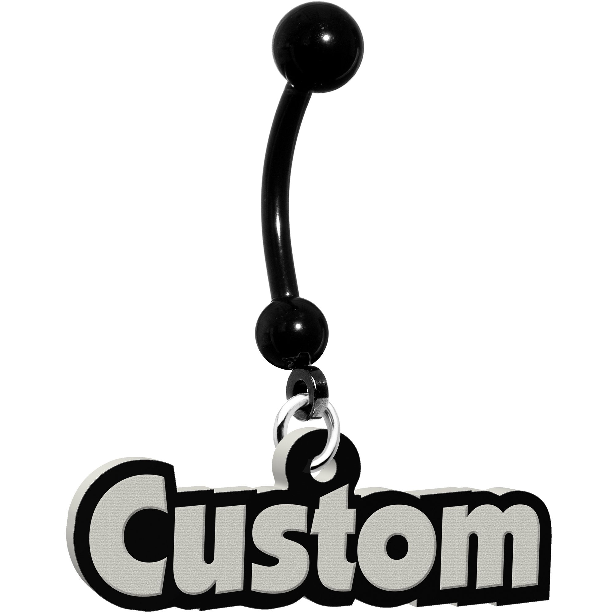 Custom Black Glow in the Dark Personalized Name Dangle Belly Ring