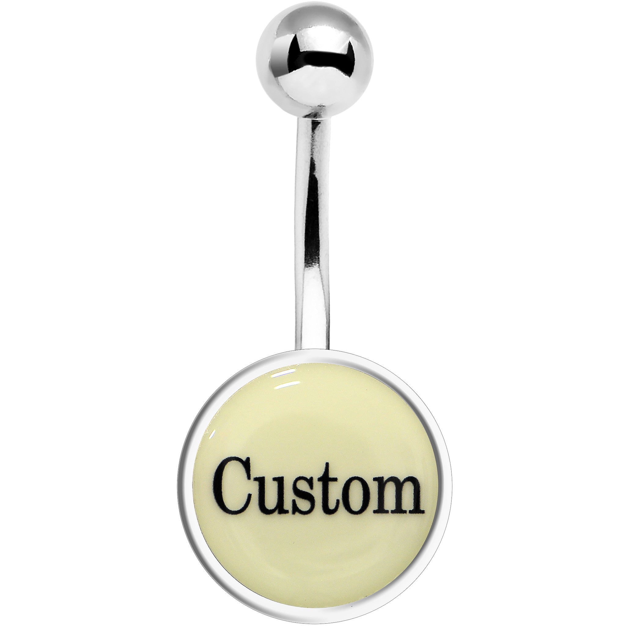 Custom Glow in the Dark Personalized Name Dangle Stainless Steel Belly Ring lightweight comfortable