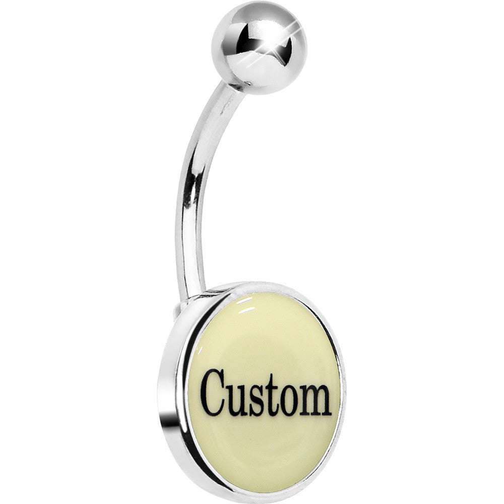 Custom Glow in the Dark Personalized Name Dangle Hypoallergenic Stainless Steel Belly Ring