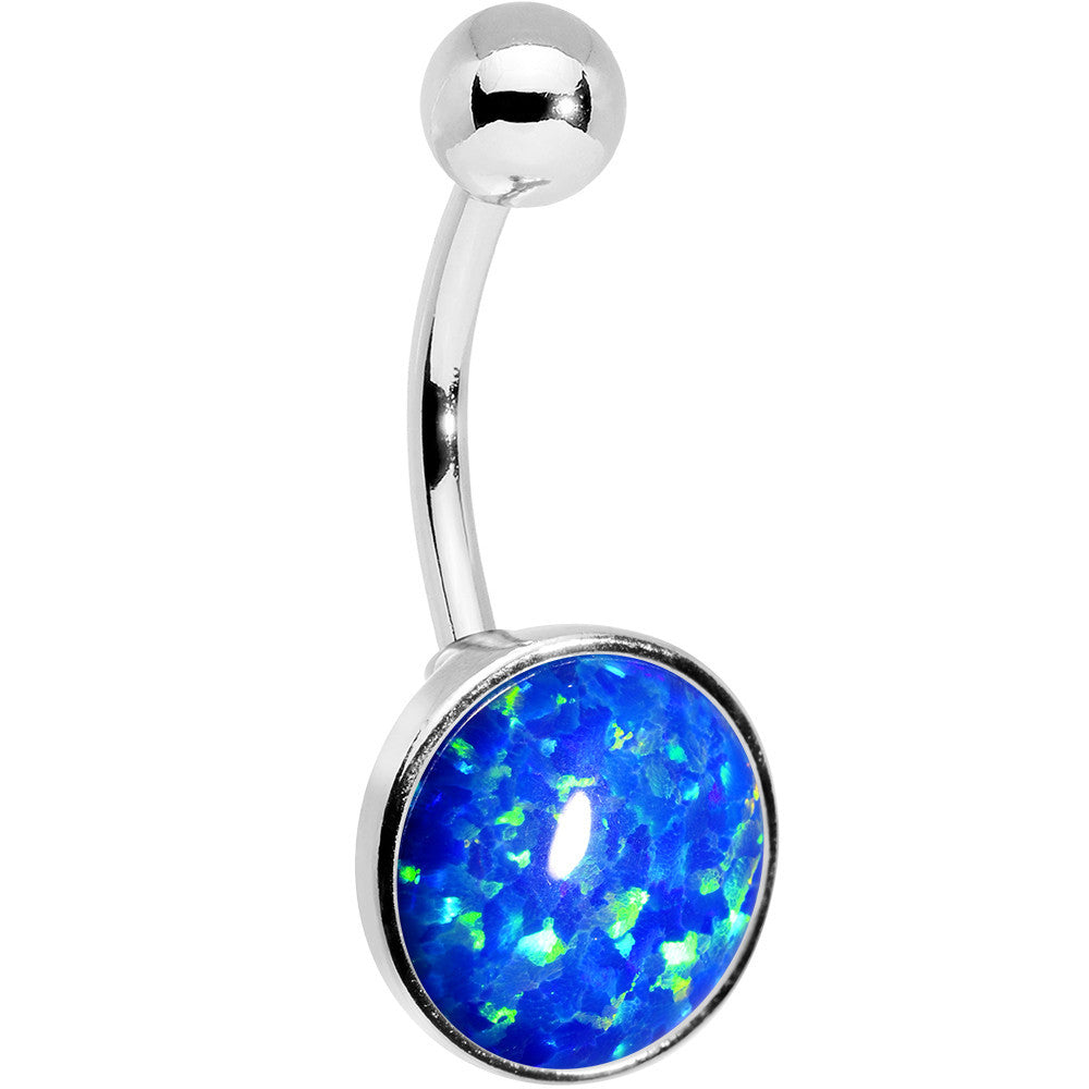 All About Aqua Synthetic Opal Stainless Steel Bottom Mount Hypoallergenic Stainless Steel Belly Ring