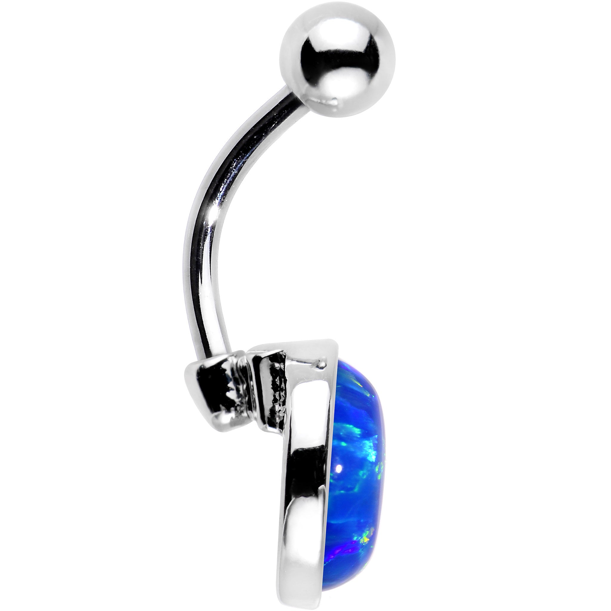 All About Aqua Synthetic Opal Stainless Steel Bottom Mount Stainless Steel Belly Ring lightweight comfortable