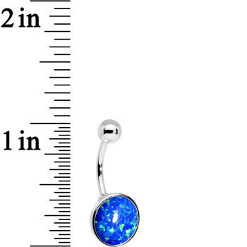 All About Aqua Synthetic Opal Stainless Steel Bottom Mount Stainless Steel Belly Ring stylish jewelry