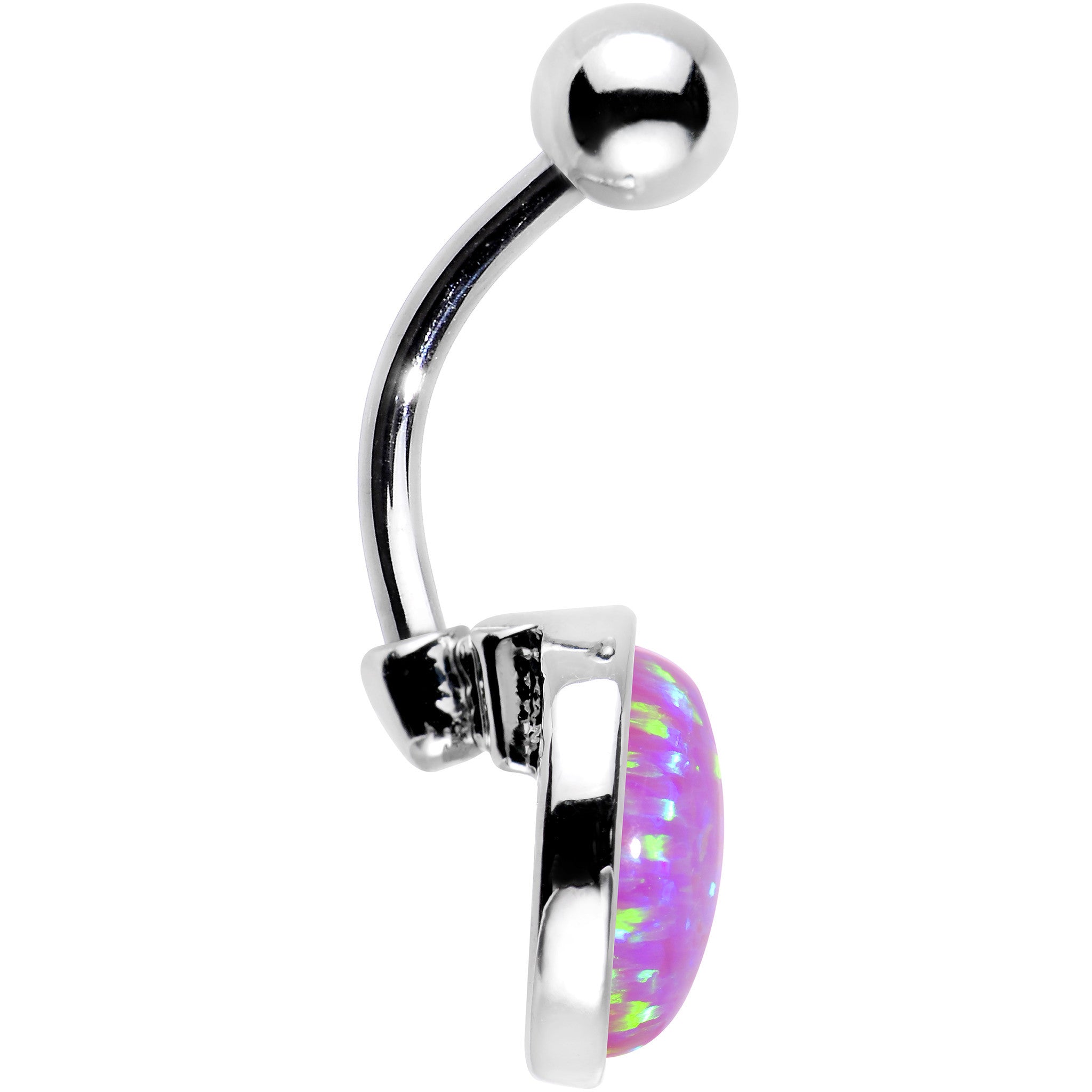 Party Pink Synthetic Opal Stainless Steel Bottom Mount Stainless Steel Belly Ring lightweight comfortable