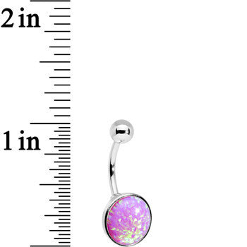 Party Pink Synthetic Opal Stainless Steel Bottom Mount Stainless Steel Belly Ring stylish jewelry