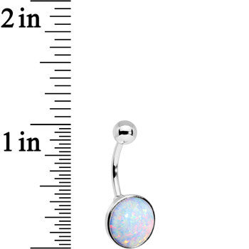 Wear Me White Synthetic Opal Stainless Steel Bottom Mount Stainless Steel Belly Ring stylish jewelry