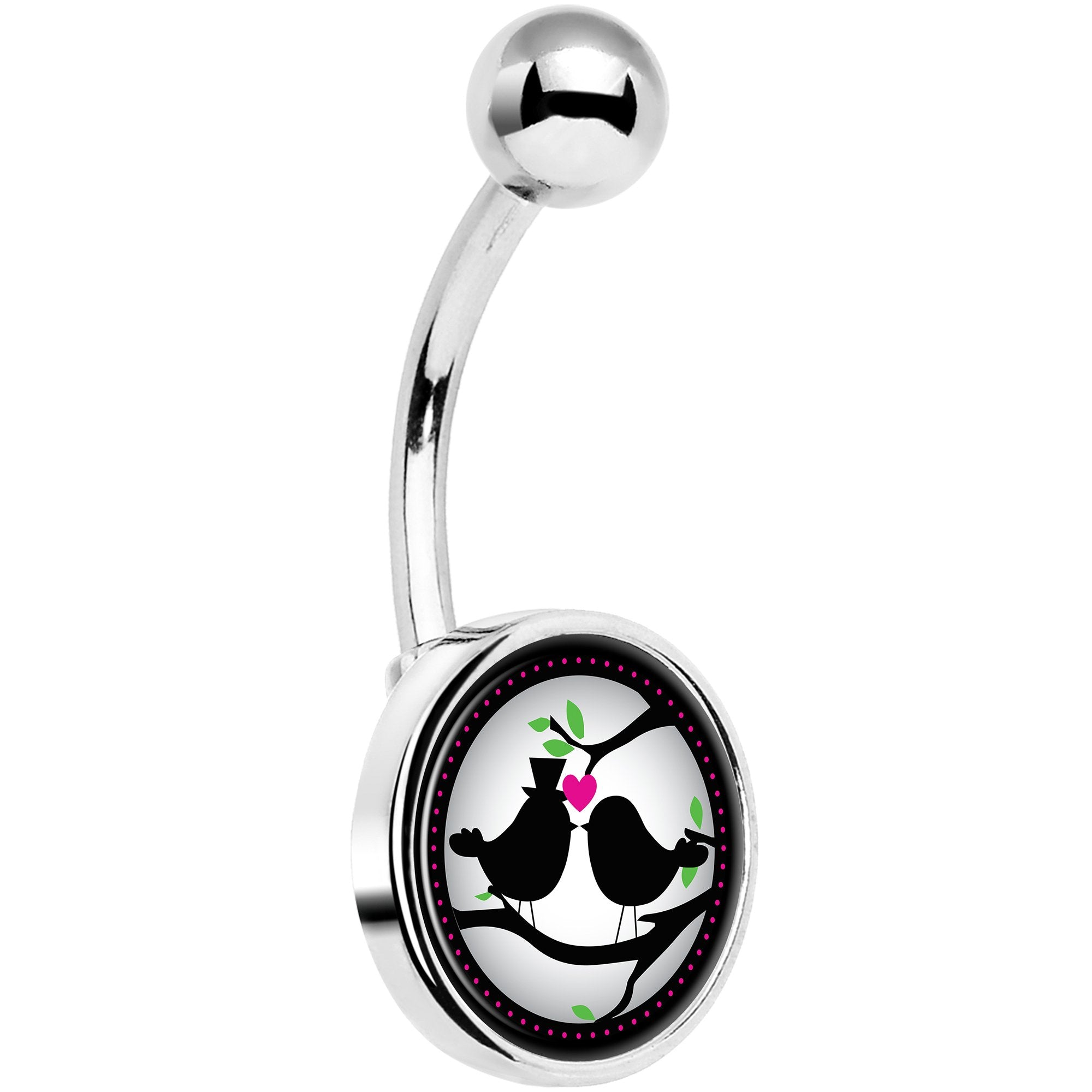 Lovebirds Silhouette Hypoallergenic Stainless Steel Belly Ring