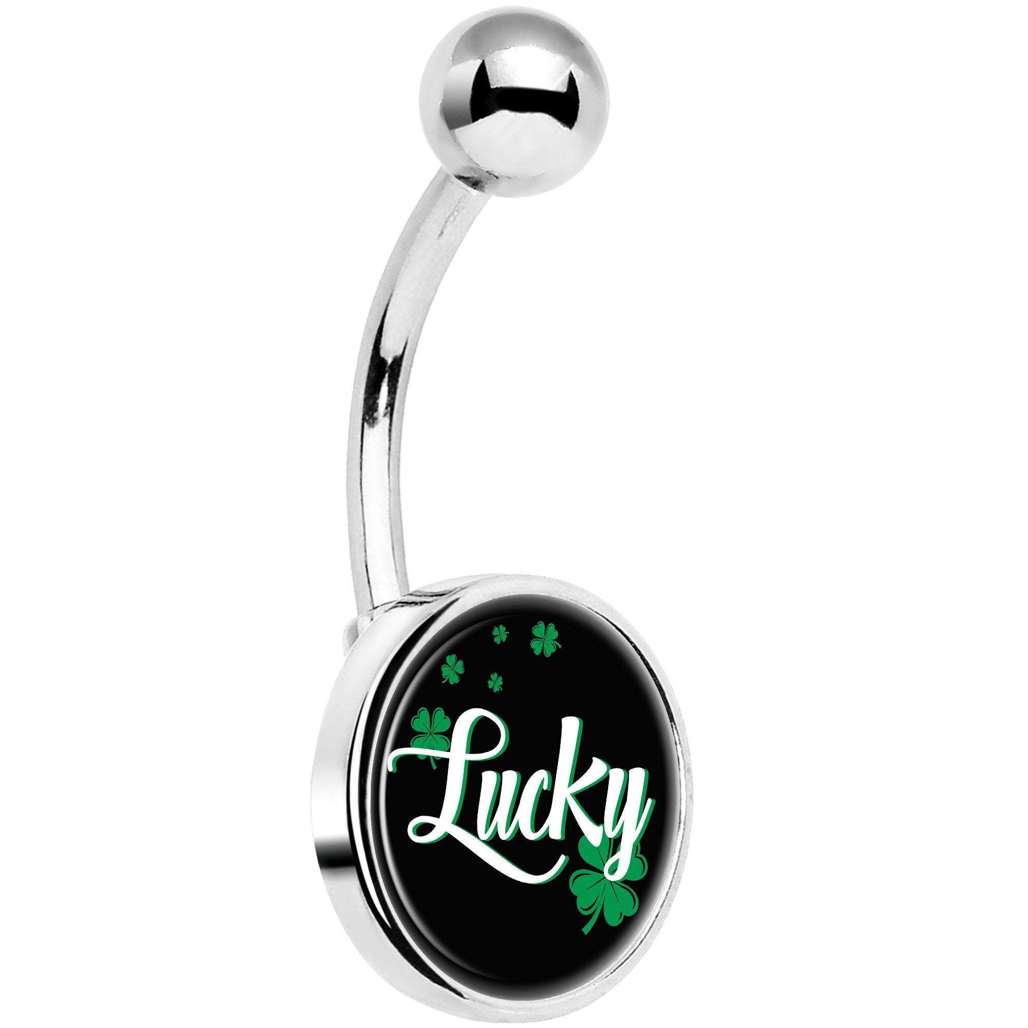 St Patricks Day Lucky Shamrock Hypoallergenic Stainless Steel Belly Ring