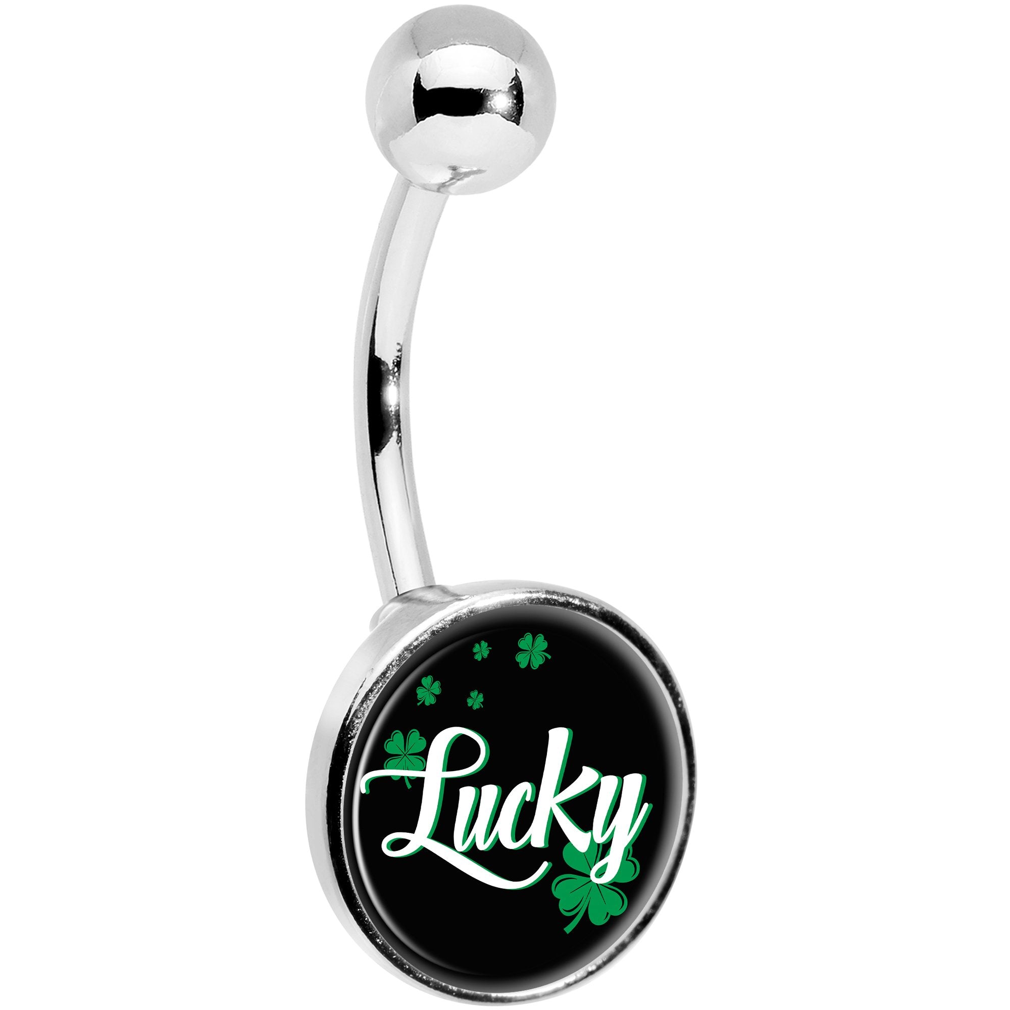 St Patricks Day Lucky Shamrock Stainless Steel Belly Ring stylish jewelry