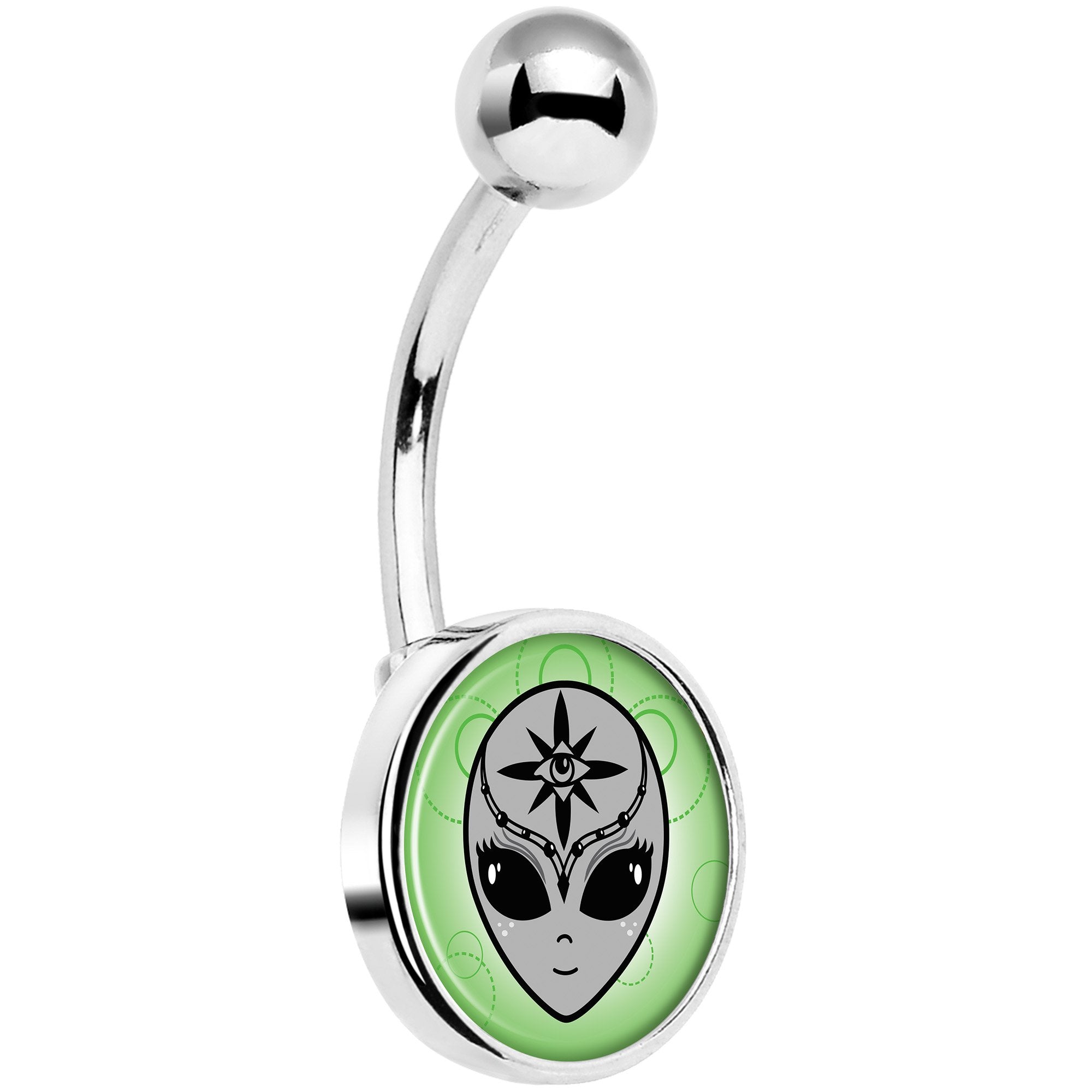 Third Eye Cute Alien Hypoallergenic Stainless Steel Belly Ring