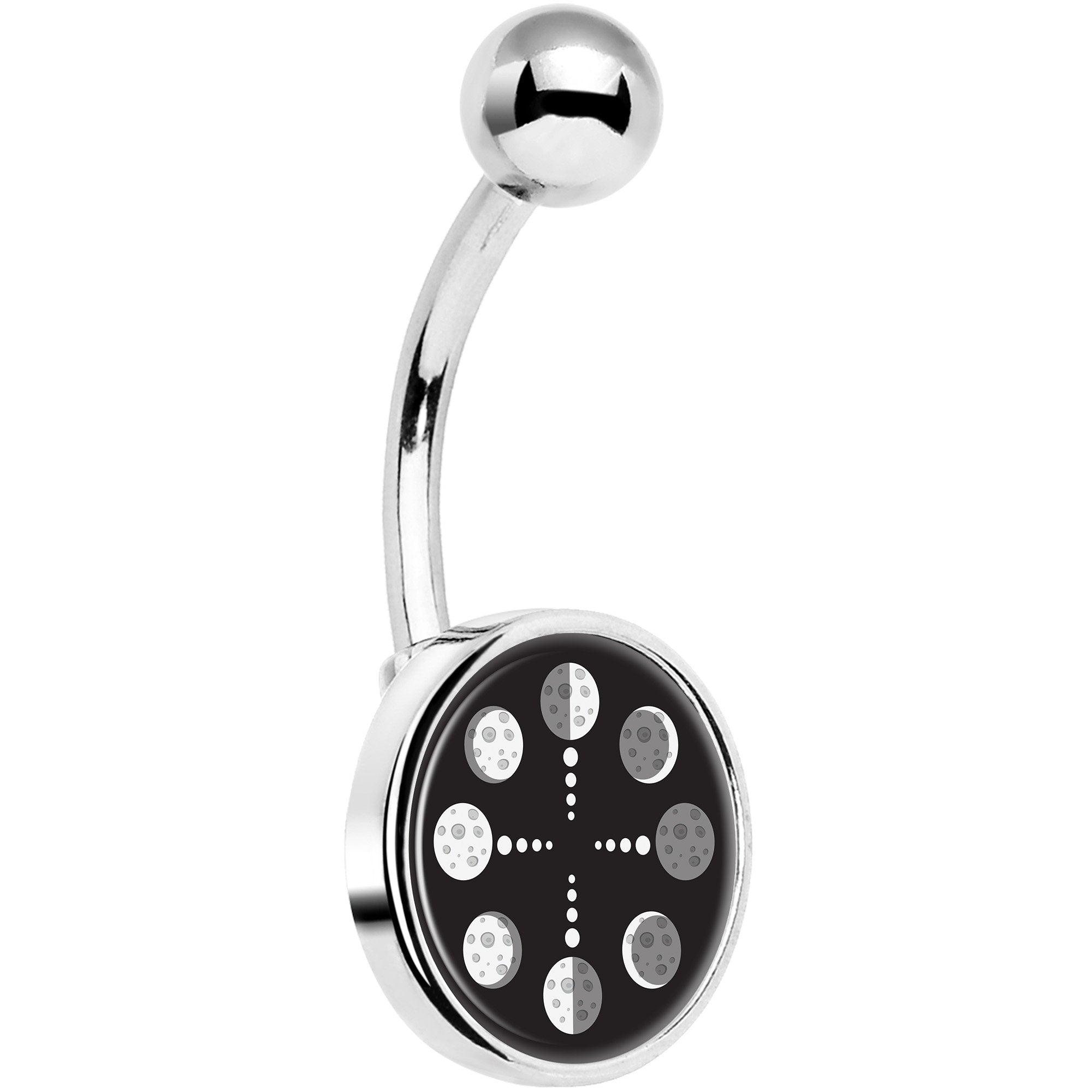 Phases of the Moon Hypoallergenic Stainless Steel Belly Ring