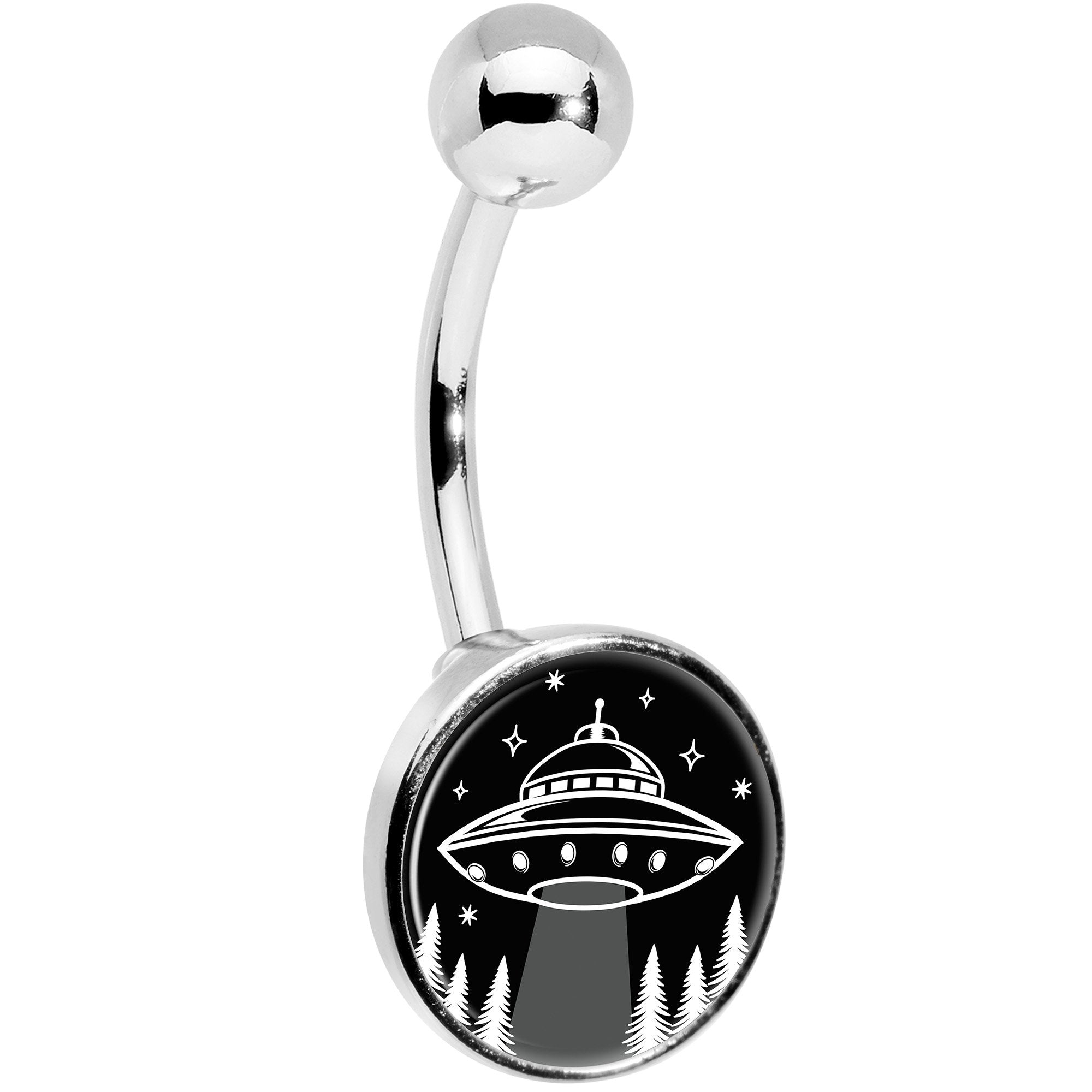 Black and White UFO Stainless Steel Belly Ring stylish jewelry
