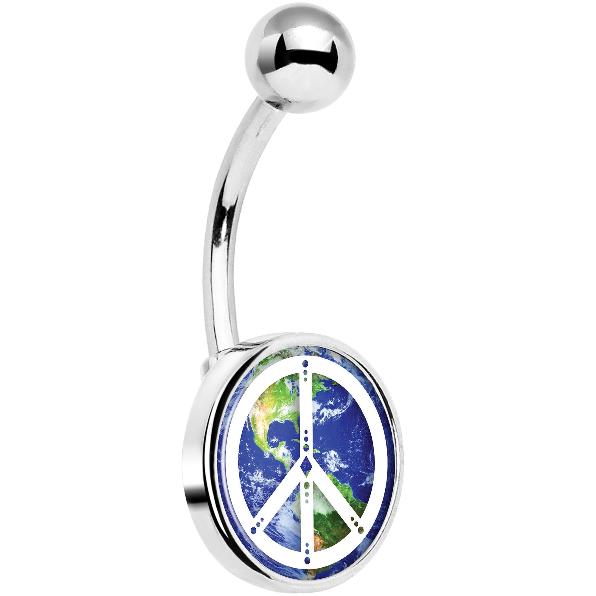Peace on Earth Hypoallergenic Stainless Steel Belly Ring
