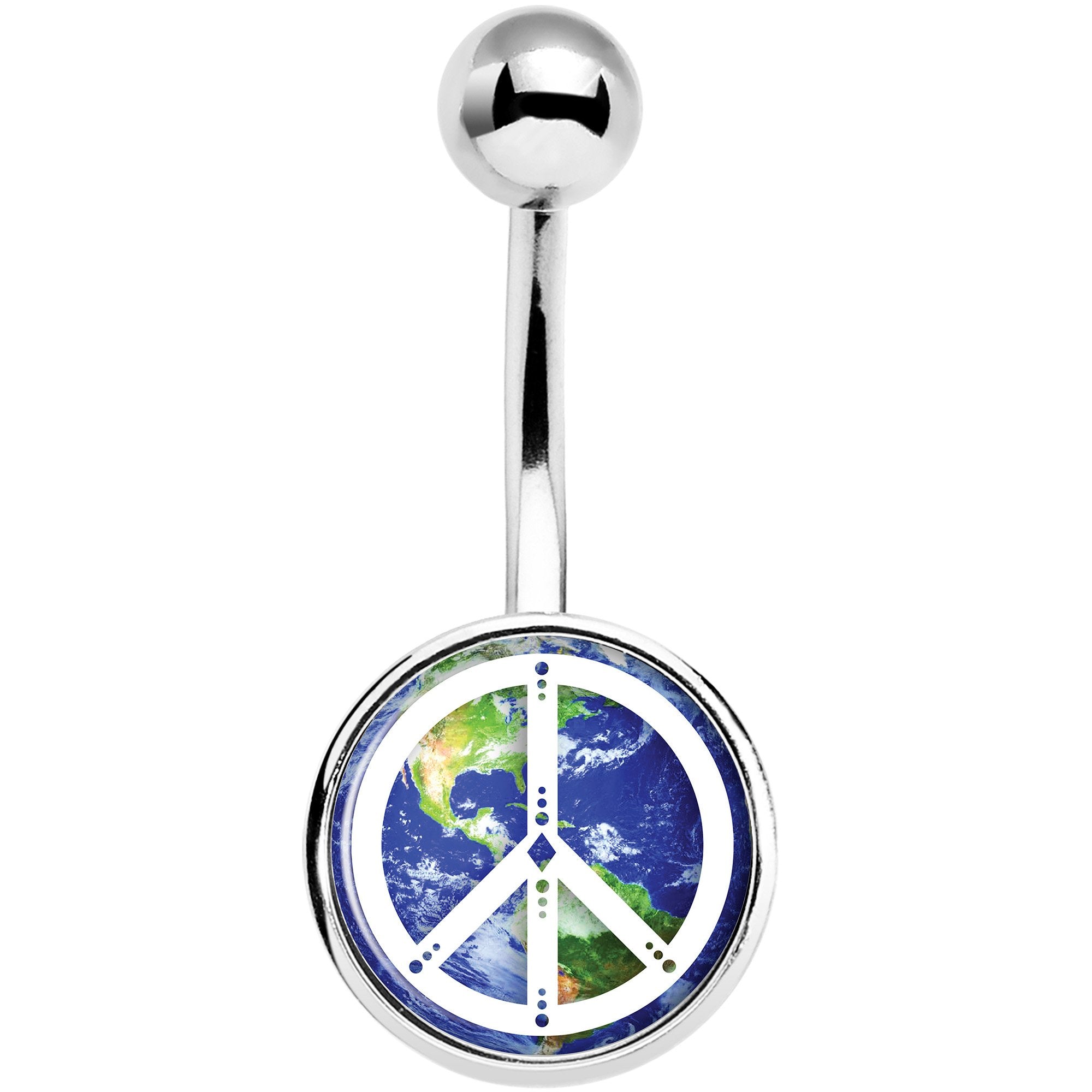 Peace on Earth Stainless Steel Belly Ring lightweight comfortable