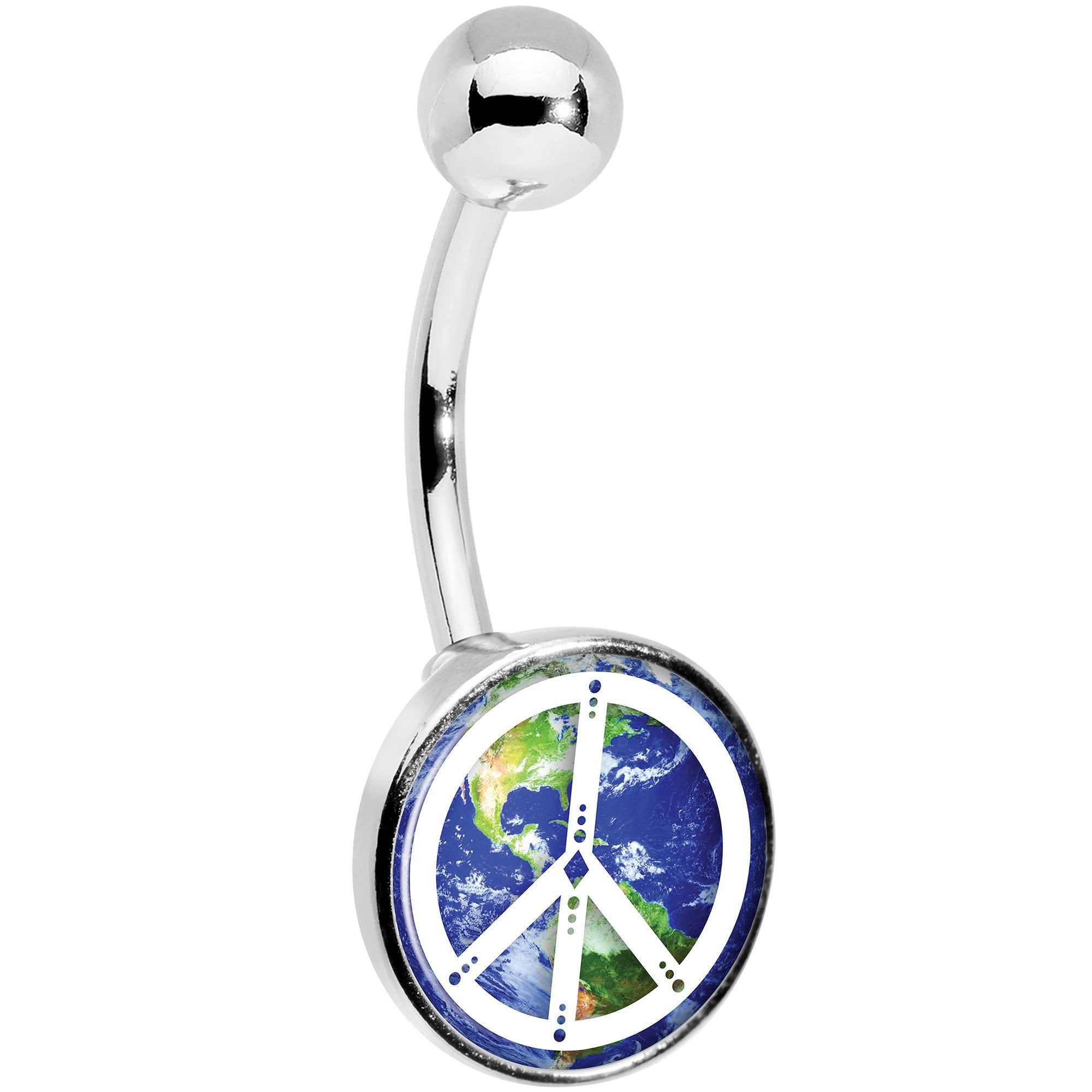 Peace on Earth Stainless Steel Belly Ring stylish jewelry