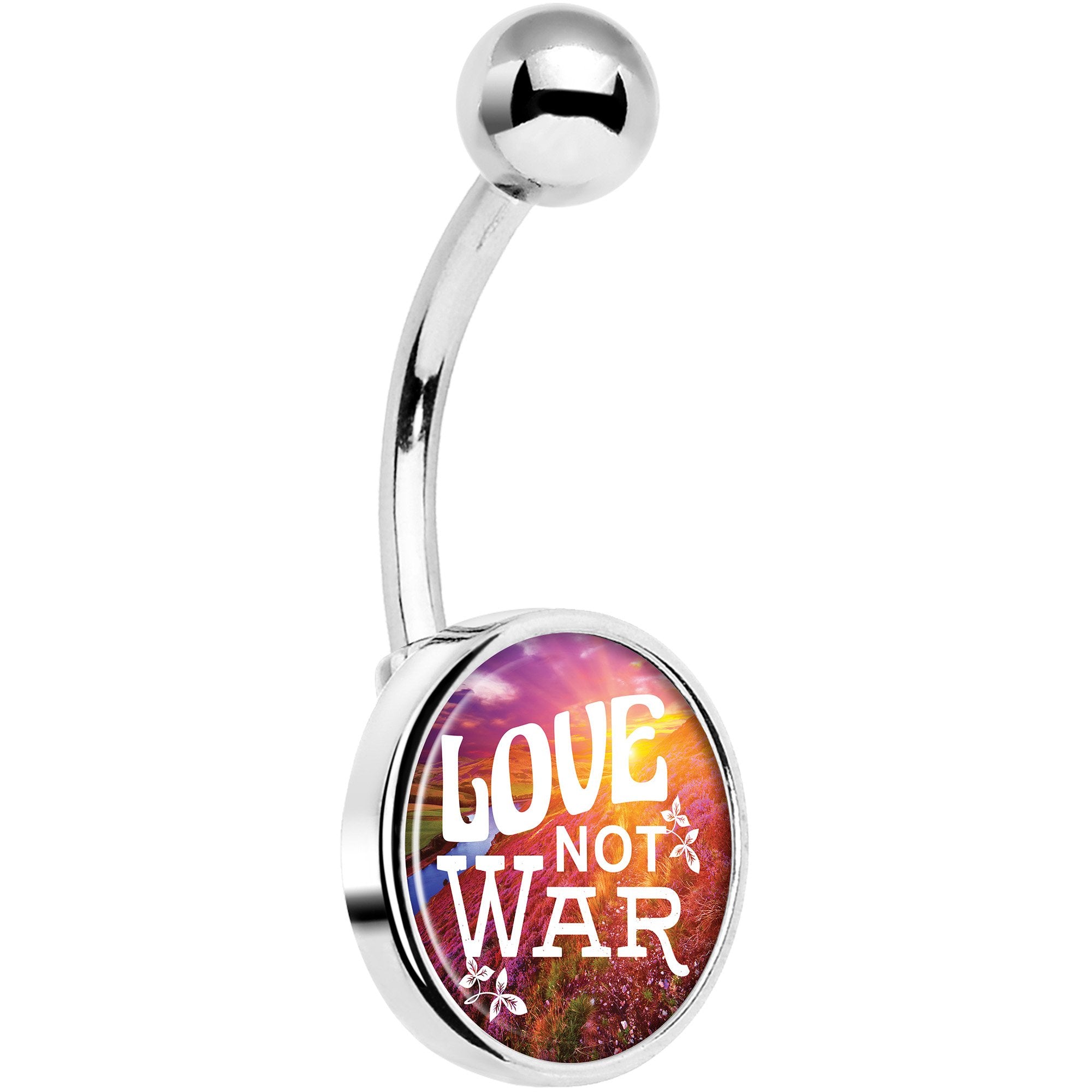 Love Not War Hypoallergenic Stainless Steel Belly Ring