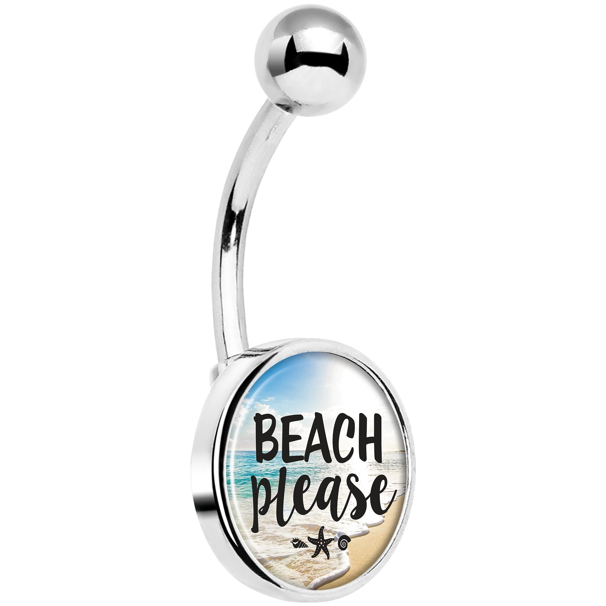 Tropical Paradise Beach Please Hypoallergenic Stainless Steel Belly Ring
