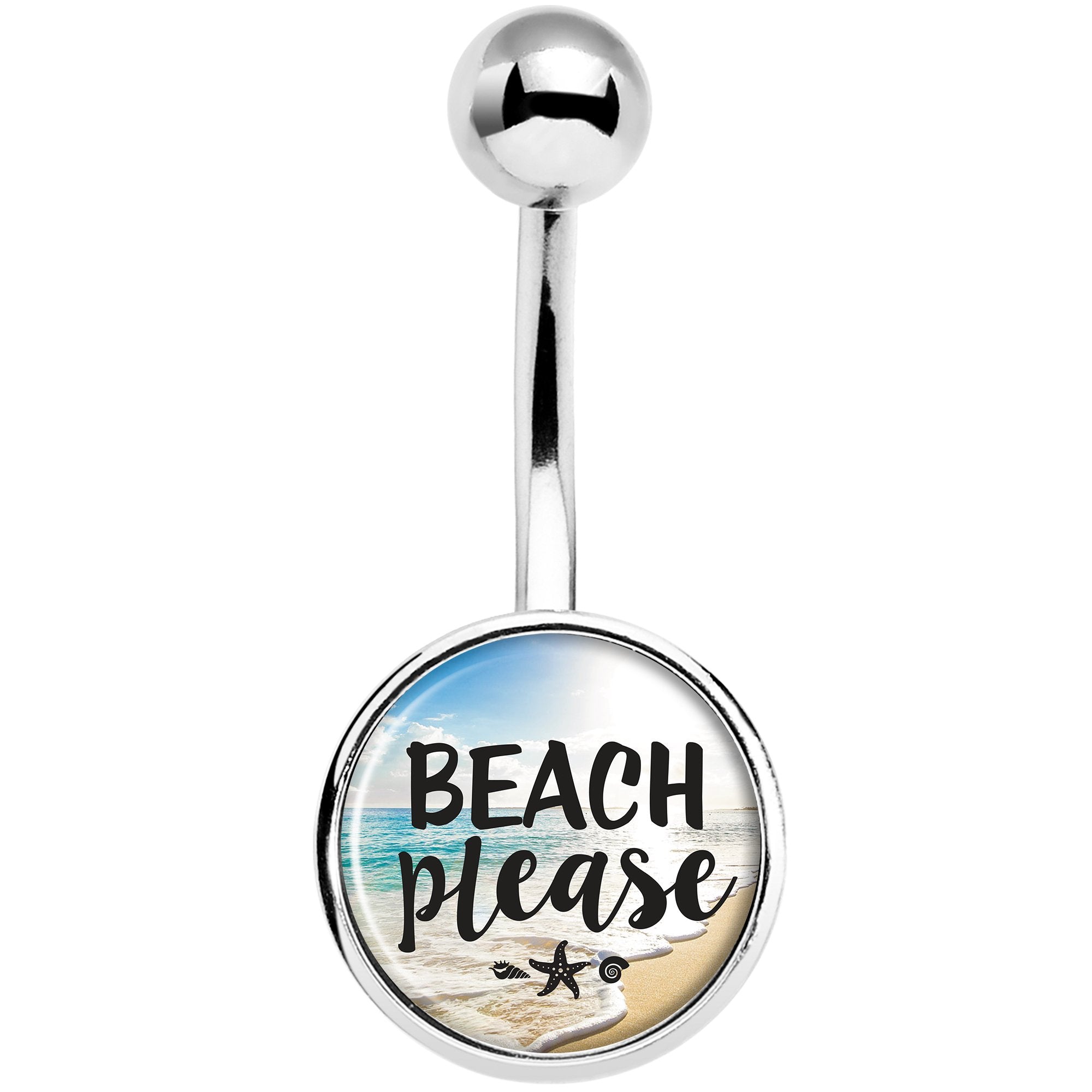 Tropical Paradise Beach Please Stainless Steel Belly Ring lightweight comfortable