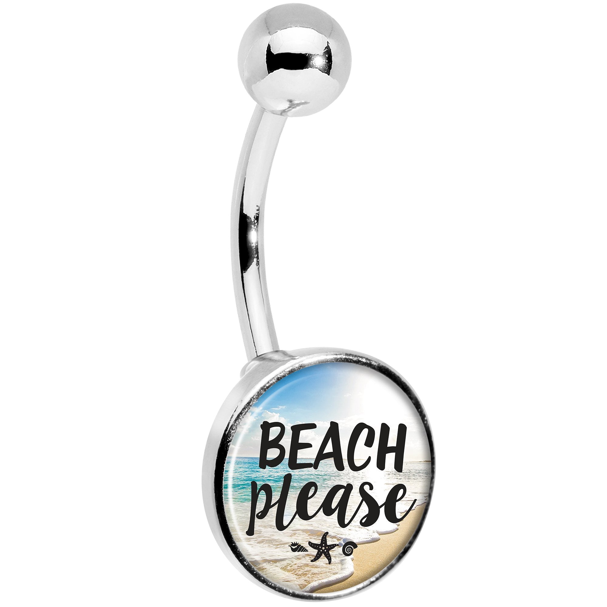 Tropical Paradise Beach Please Stainless Steel Belly Ring stylish jewelry