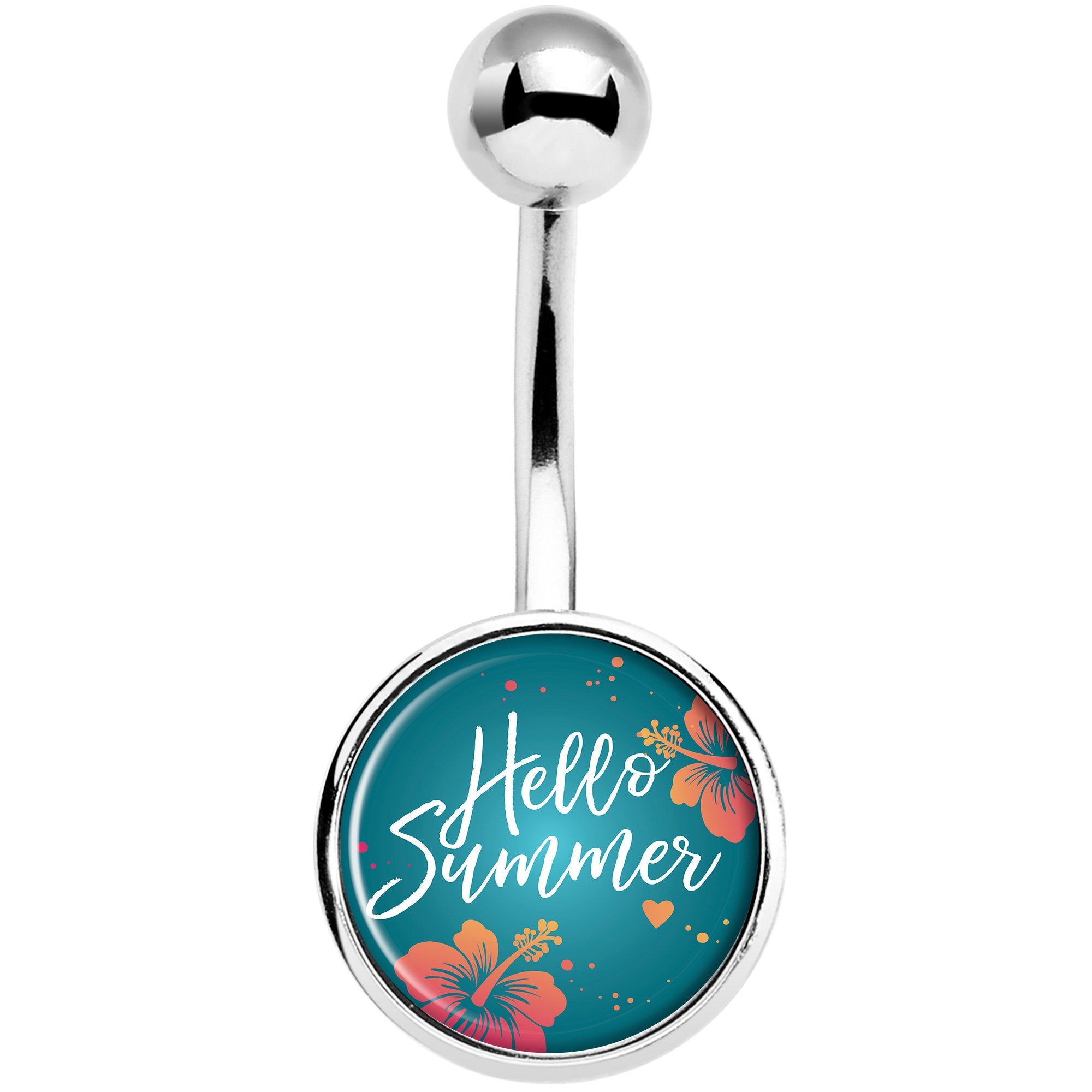 Floral Hello Summer Stainless Steel Belly Ring lightweight comfortable