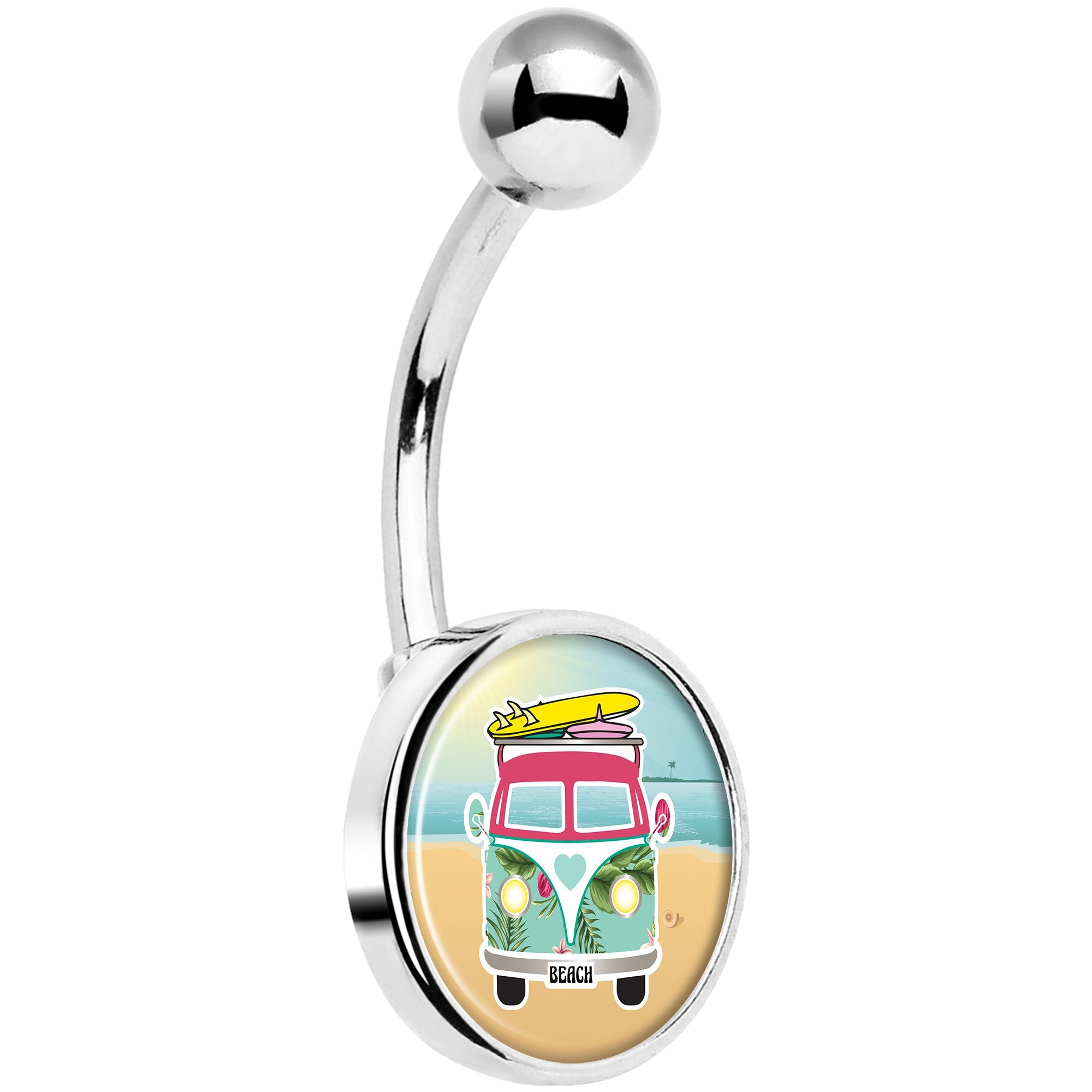 Tropical Beach Cruiser Hypoallergenic Stainless Steel Belly Ring