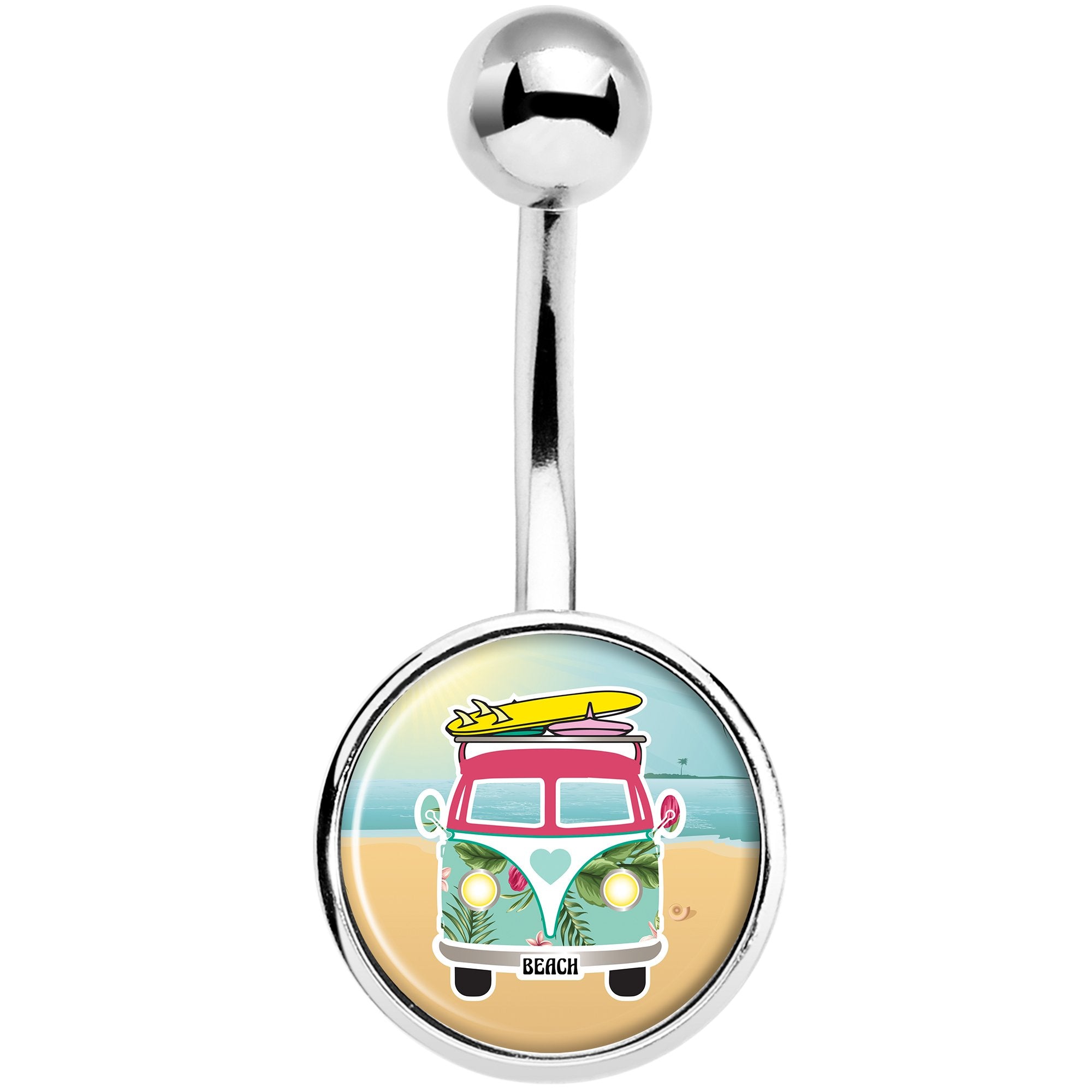 Tropical Beach Cruiser Stainless Steel Belly Ring lightweight comfortable