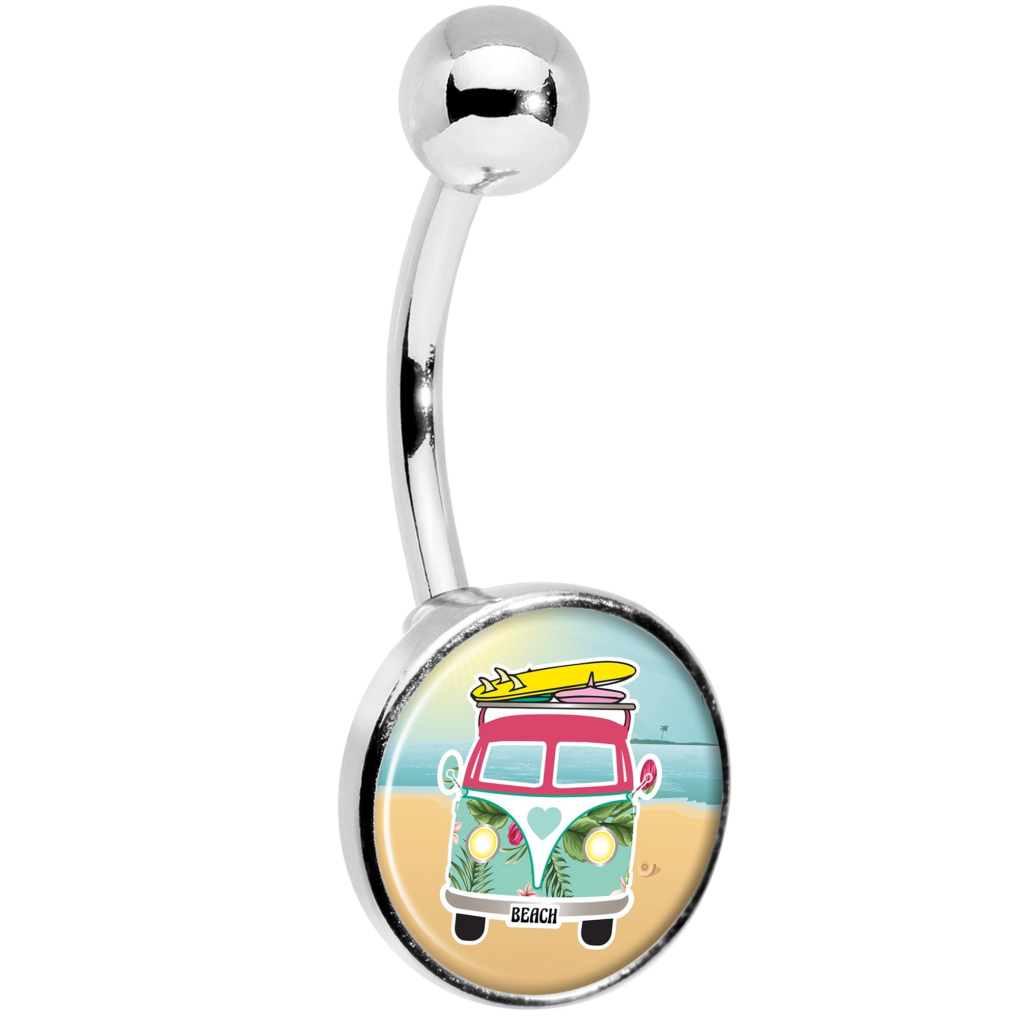 Tropical Beach Cruiser Stainless Steel Belly Ring stylish jewelry